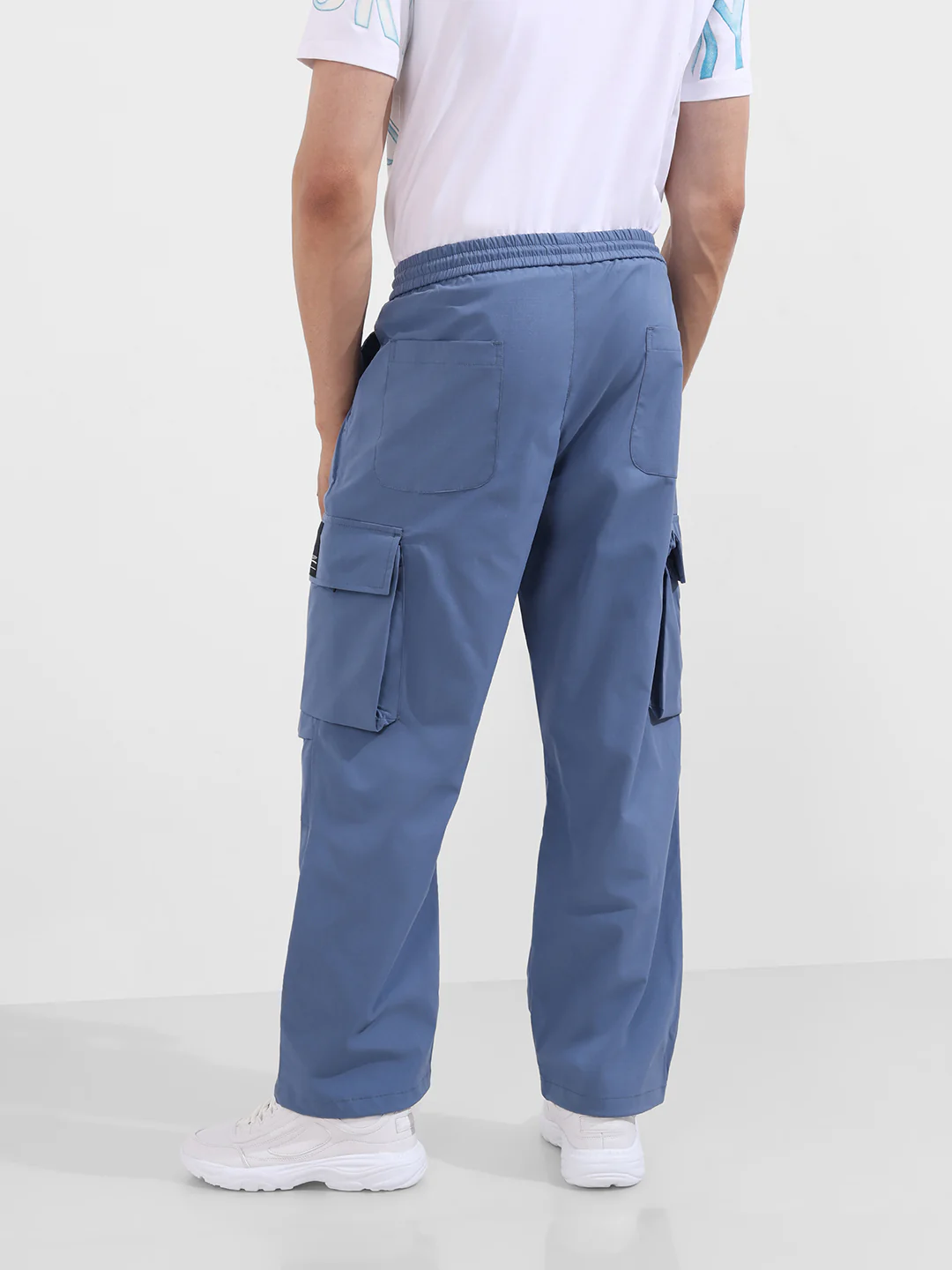 Men's Elemental Blue Baggy Fit Textured Utility Cargo - Image 5