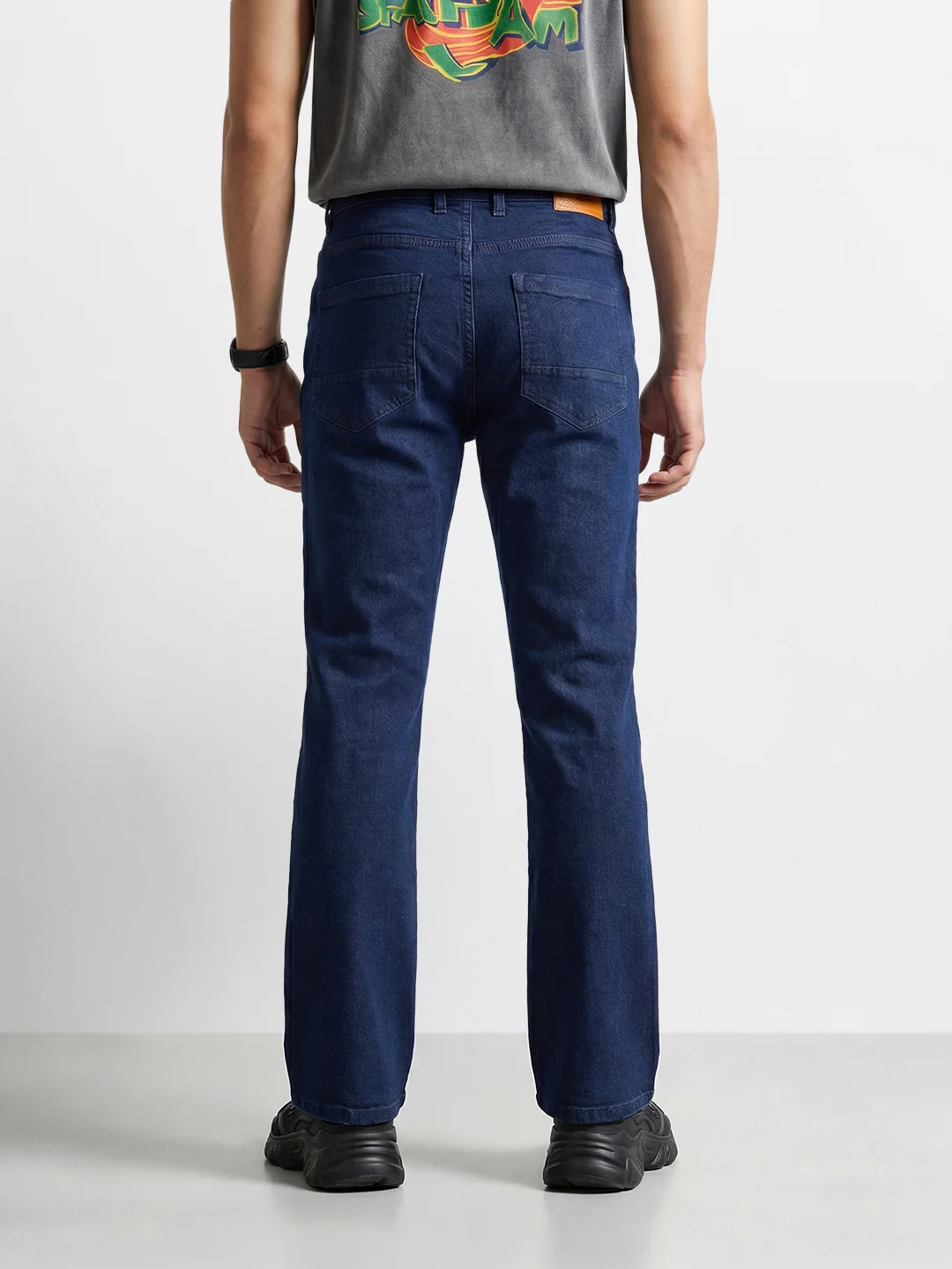 Men's Blue Bootcut Fit Solid Casual Jeans - Image 4