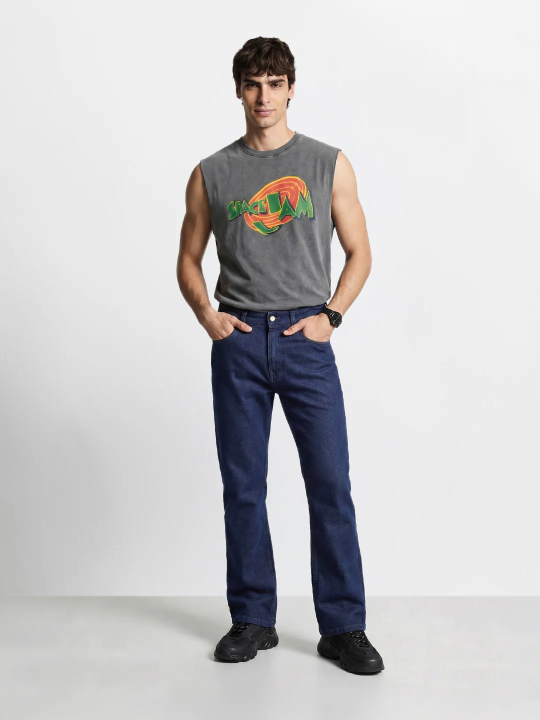 Men's Blue Bootcut Fit Solid Casual Jeans - Image 5
