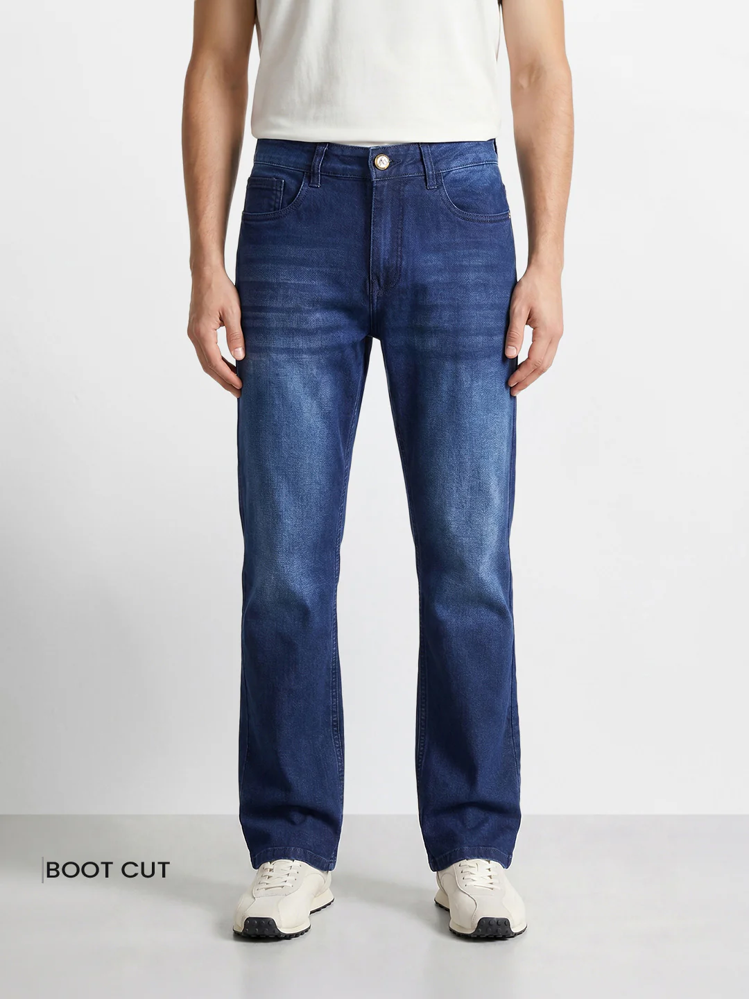 Men's Blue Bootcut Fit Solid Casual Jeans - Image 2