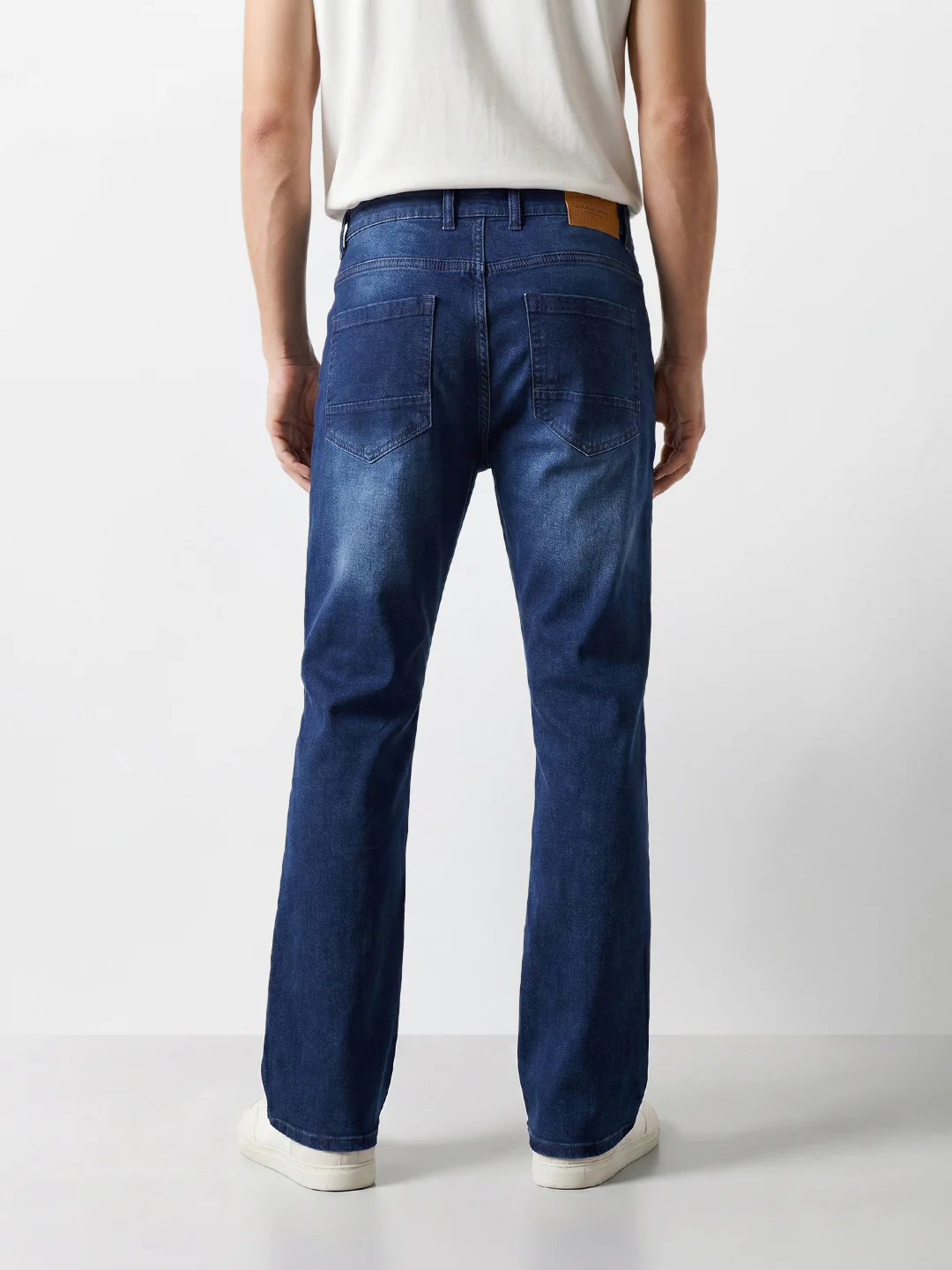 Men's Blue Bootcut Fit Solid Casual Jeans - Image 4
