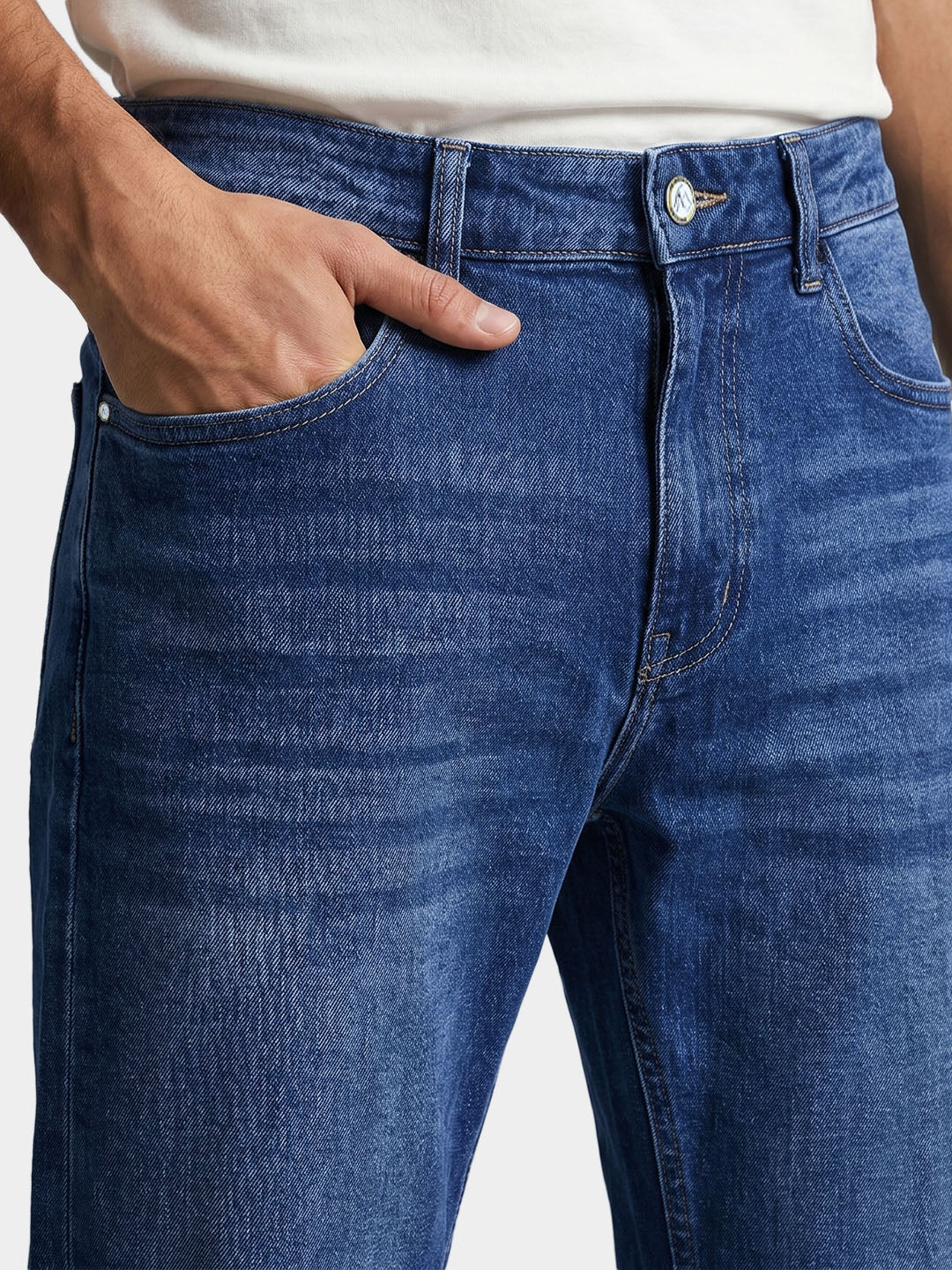 Men's Blue Bootcut Fit Solid Casual Jeans - Image 8