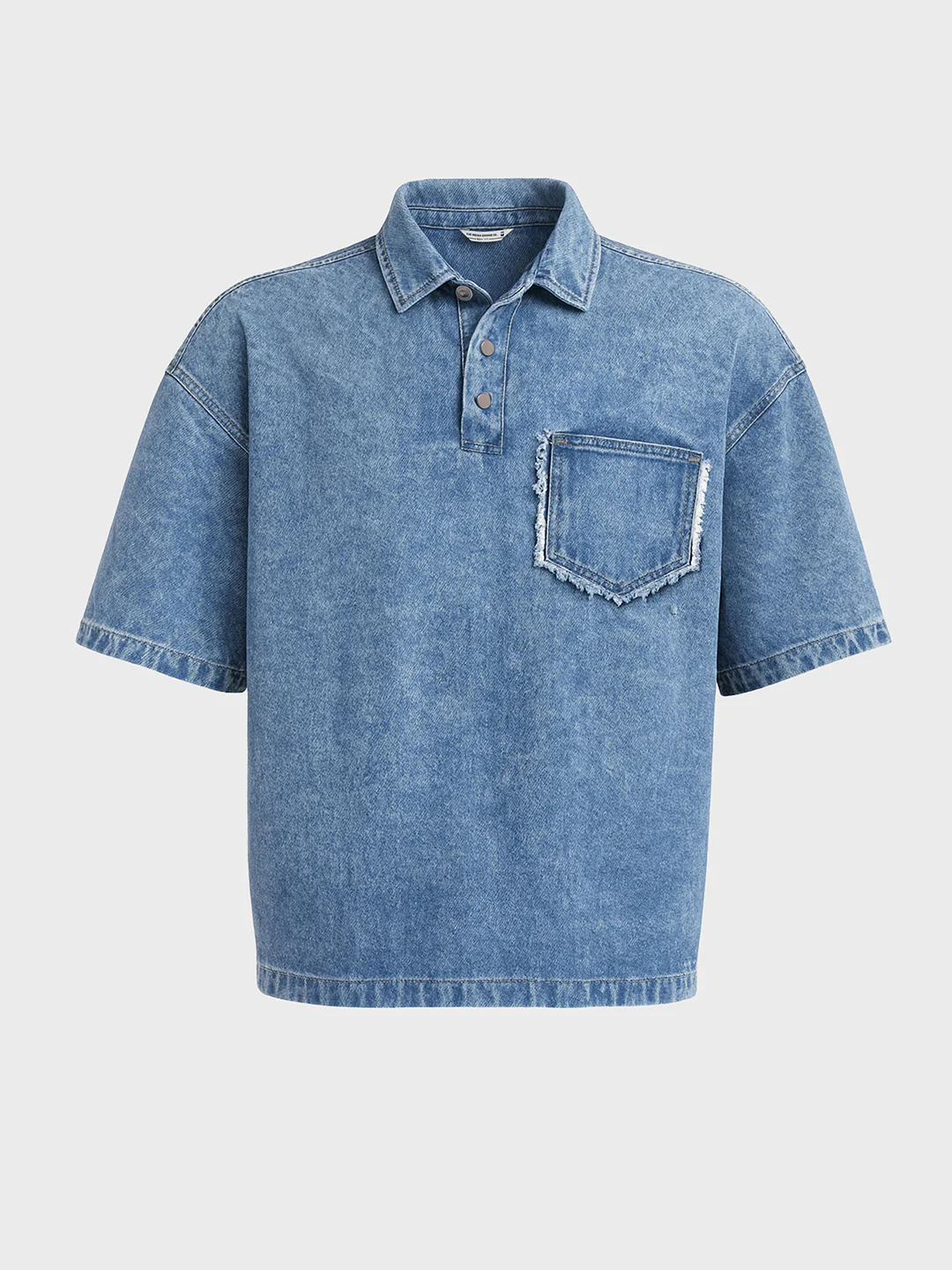 Men's Blue Boxy Fit Solid Retro T-Shirt - Image 3