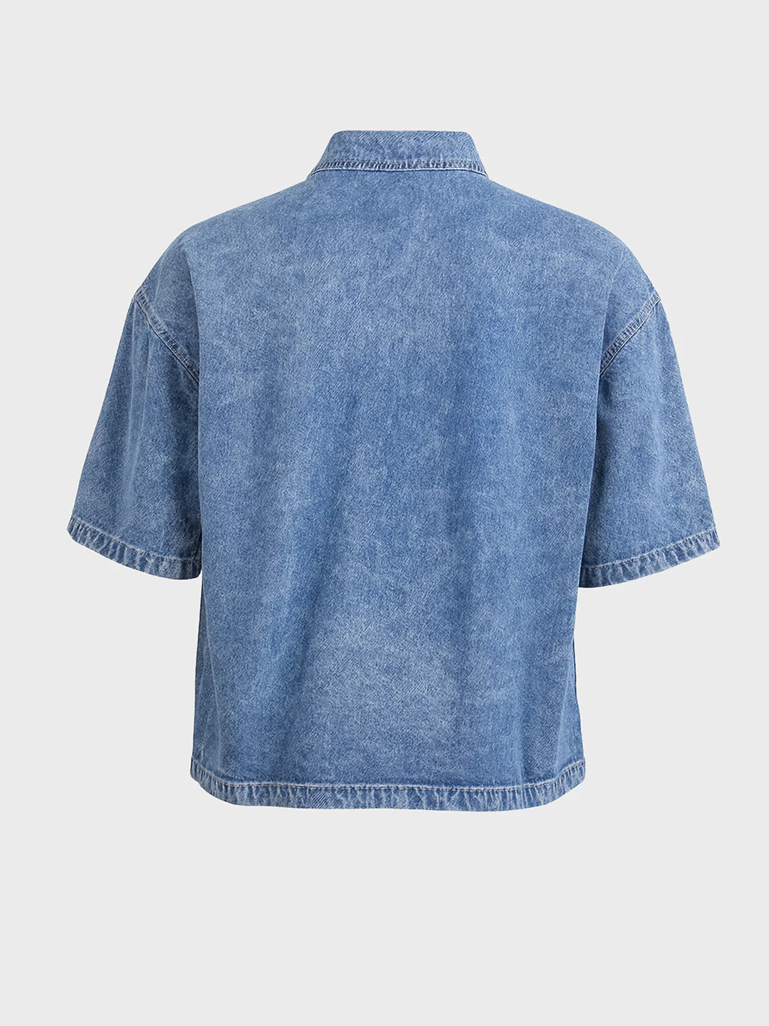 Men's Blue Boxy Fit Solid Retro T-Shirt - Image 4