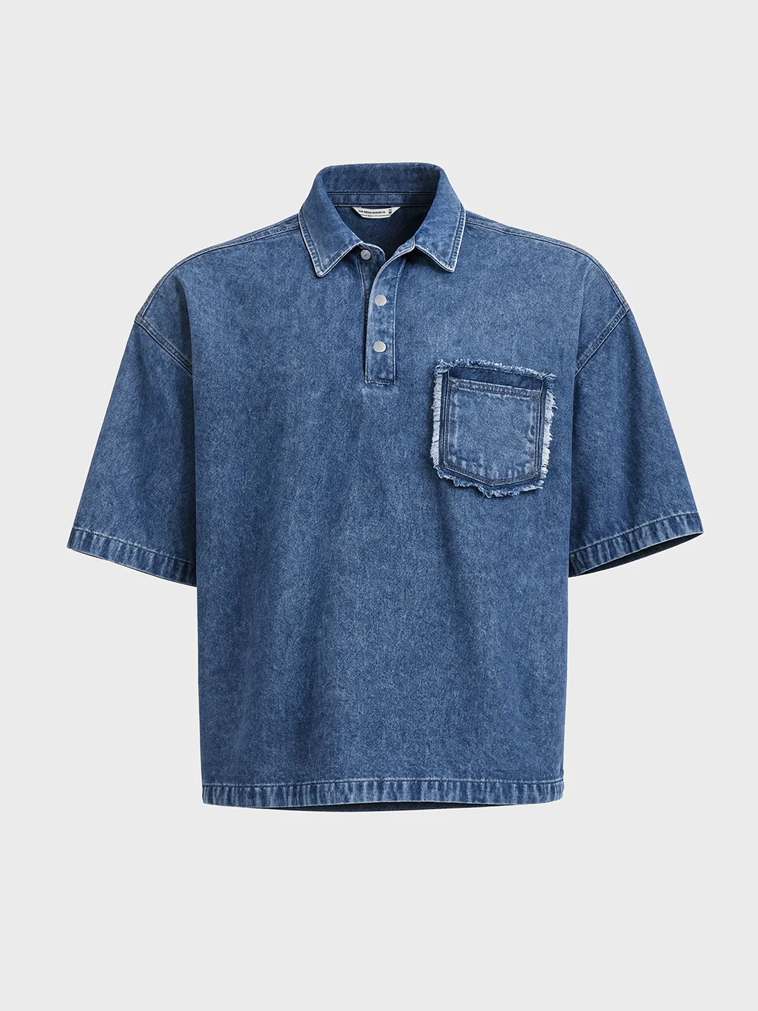 Men's Blue Boxy Fit Solid Retro T-Shirt - Image 3