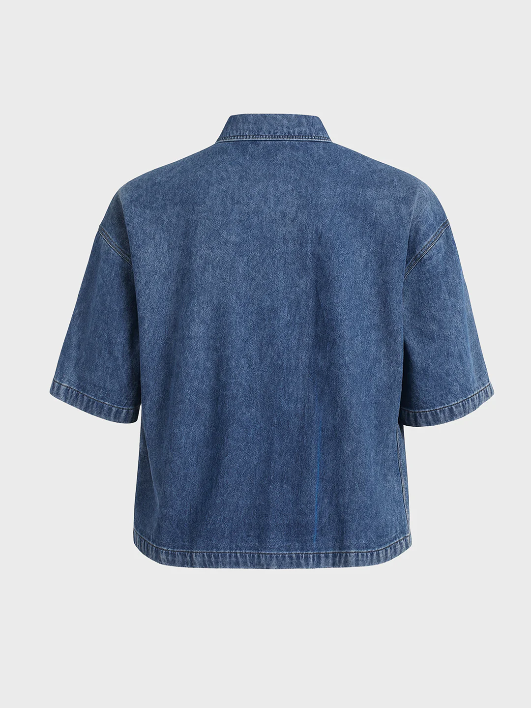 Men's Blue Boxy Fit Solid Retro T-Shirt - Image 4