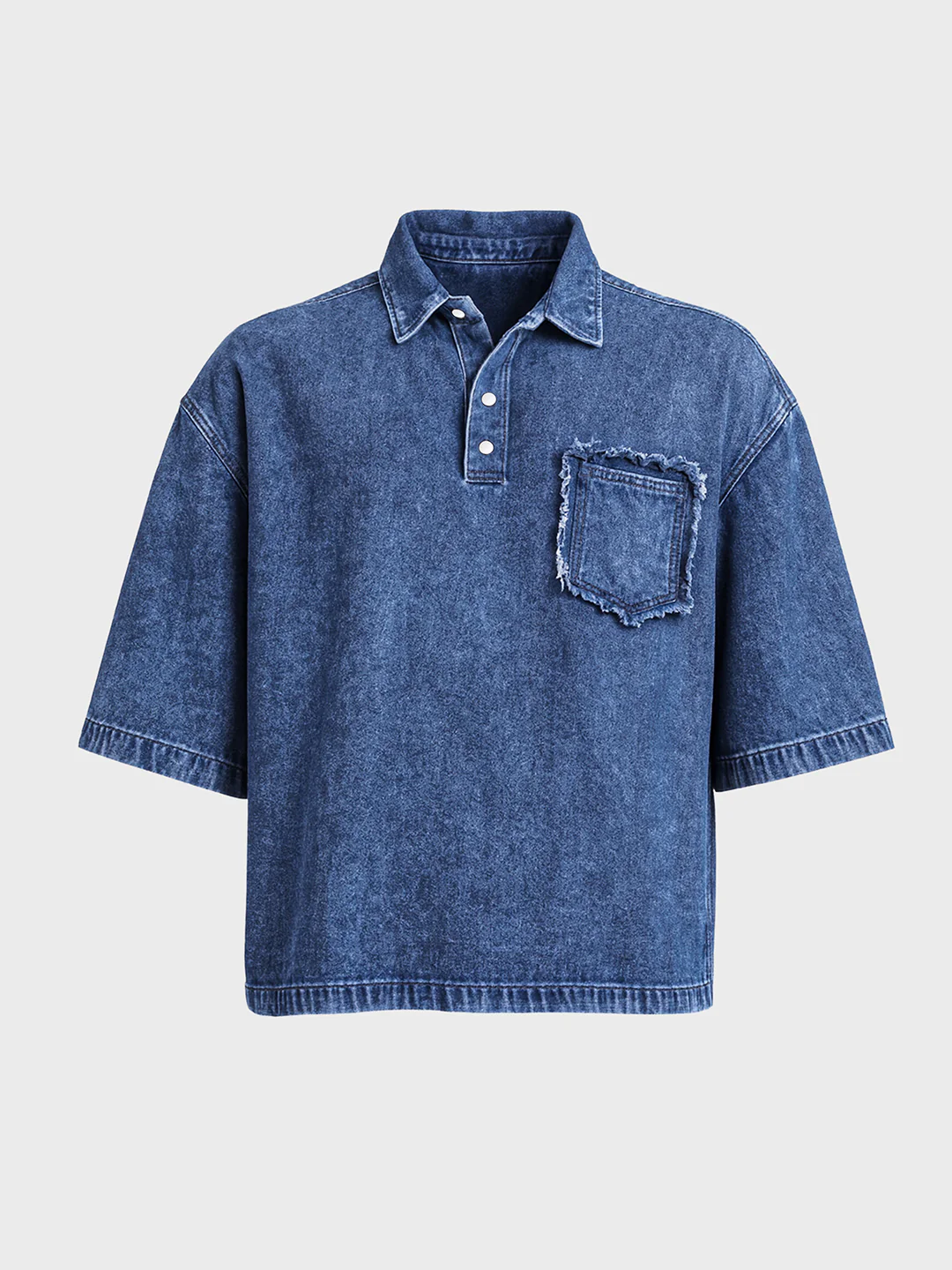 Men's Blue Boxy Fit Solid Retro T-Shirt - Image 3