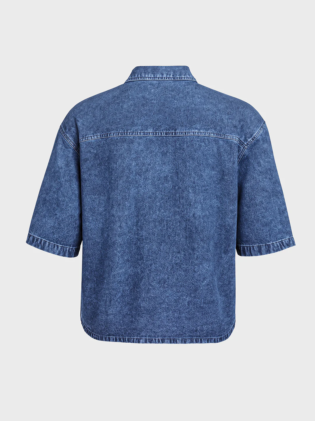 Men's Blue Boxy Fit Solid Retro T-Shirt - Image 4