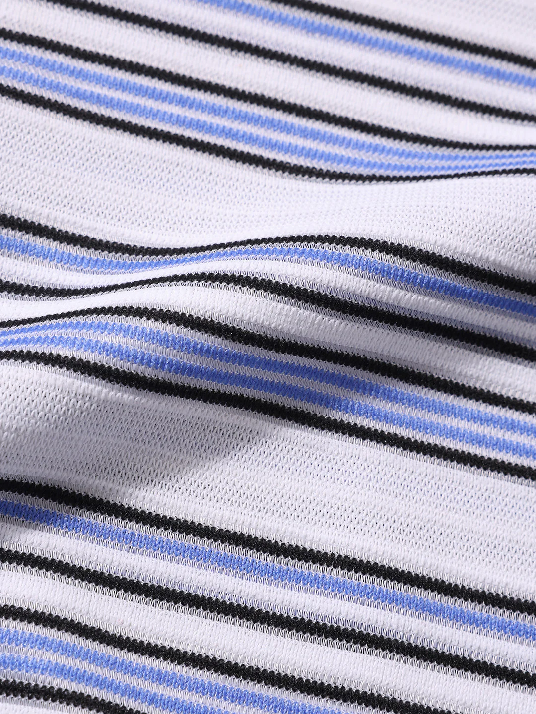 Men's Blue Boxy Fit Vertical Stripes Casual T-Shirt - Image 4