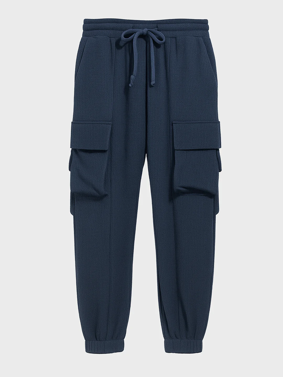 Men's Blue Loose Fit Solid Utility Joggers - Image 3