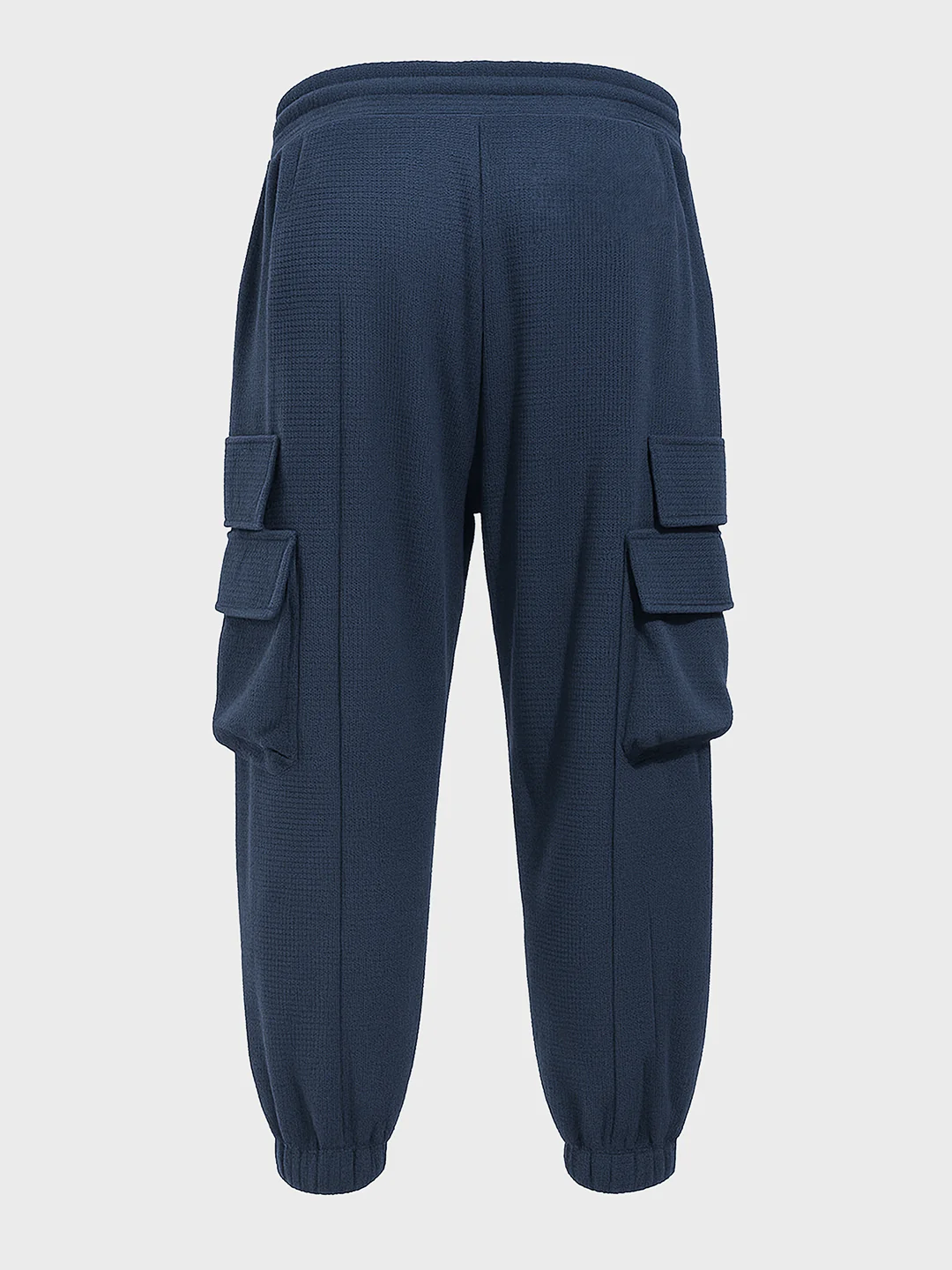 Men's Blue Loose Fit Solid Utility Joggers - Image 4