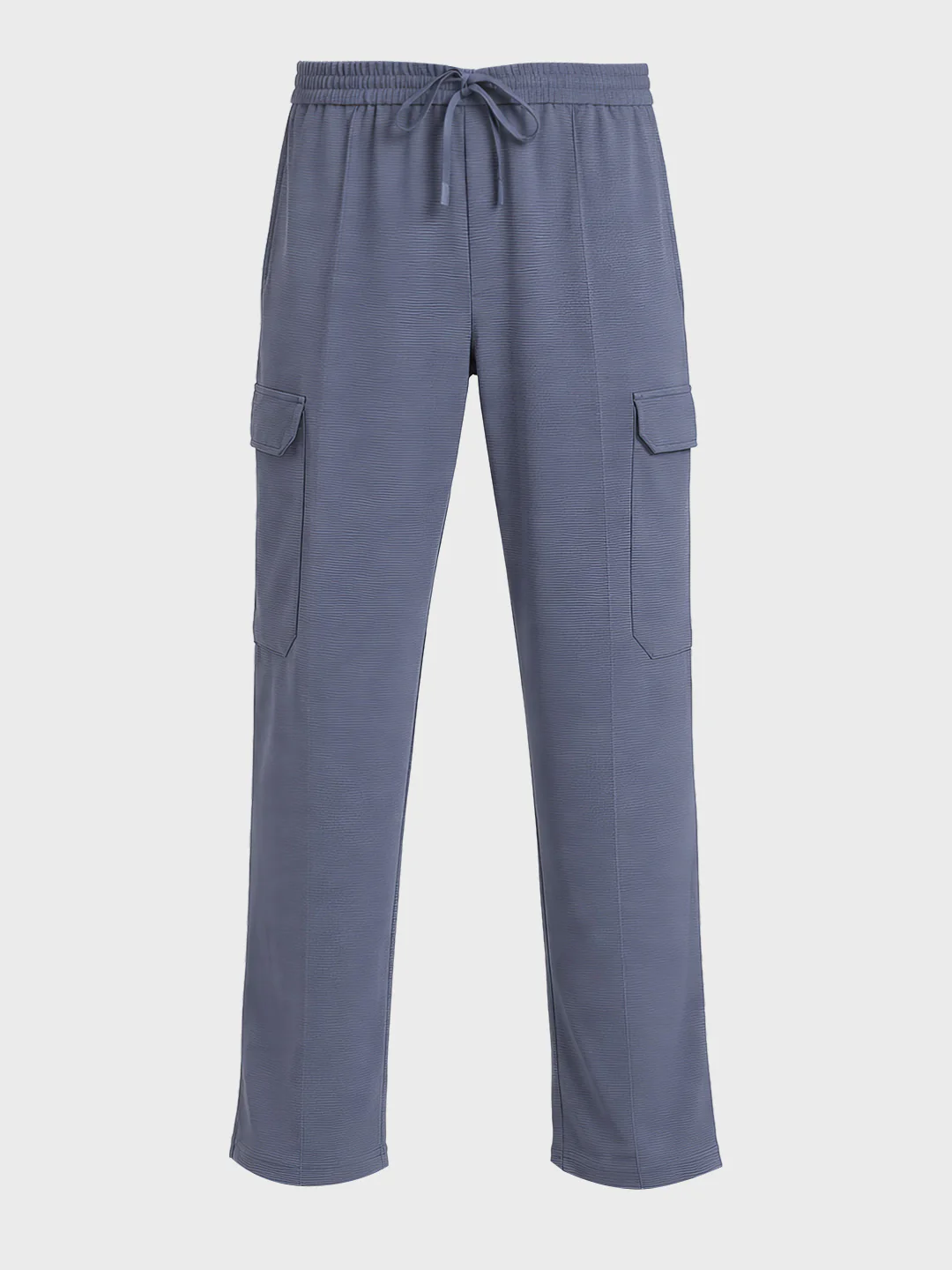 Men's Blue Loose Fit Textured Casual Joggers - Image 4