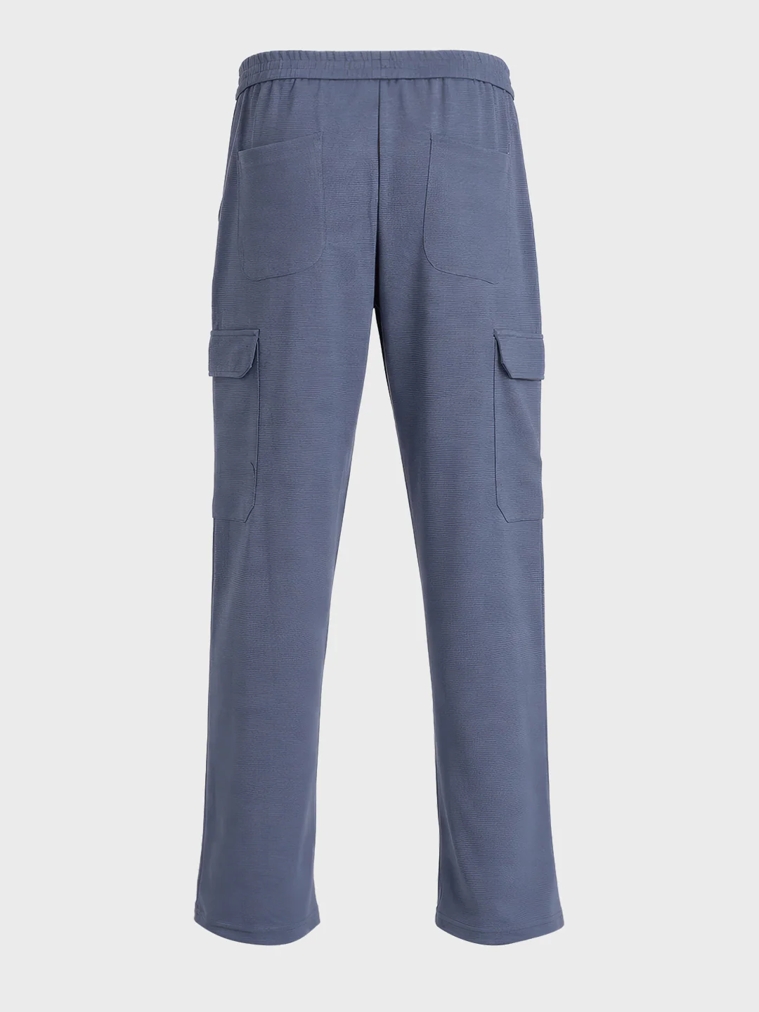 Men's Blue Loose Fit Textured Casual Joggers - Image 5