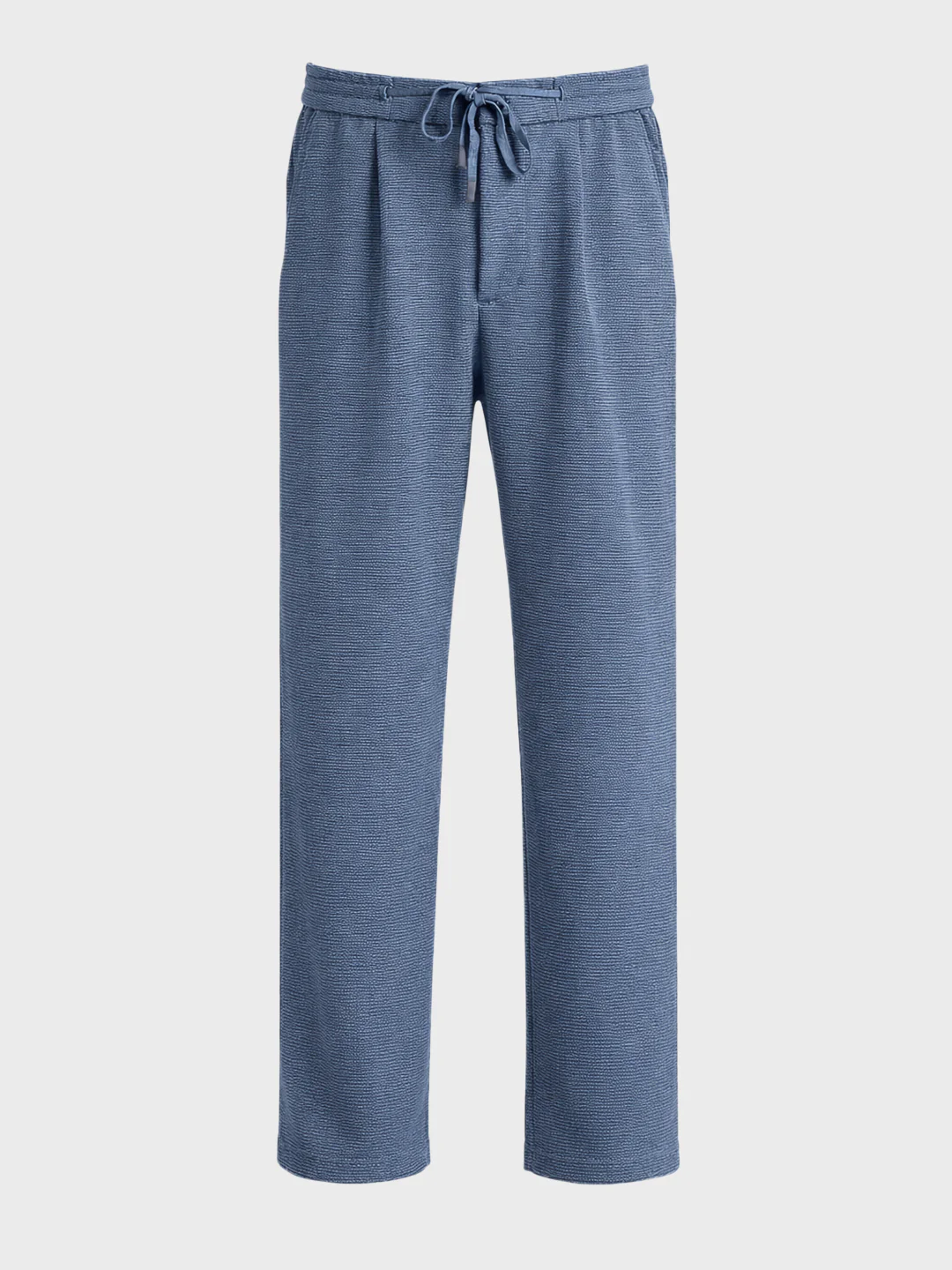 Men's Blue  Relaxed Fit Textured Casual Joggers - Image 6