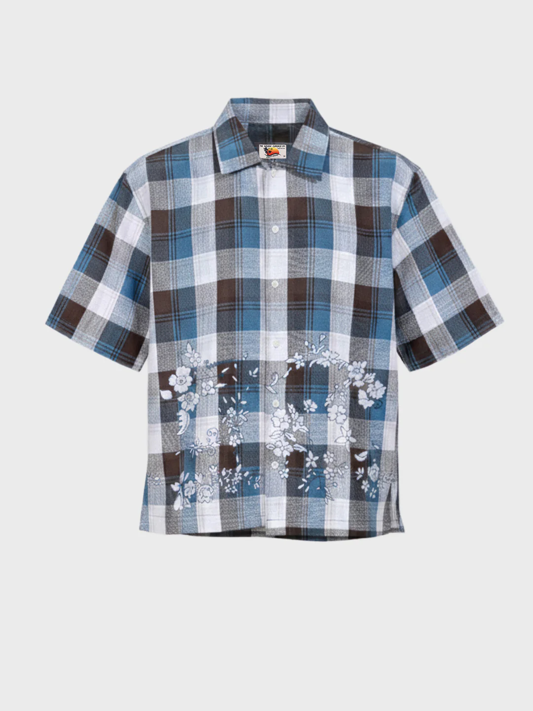 Men's Blue Oversized Fit Embroidered Resort Wear Shirt - Image 3