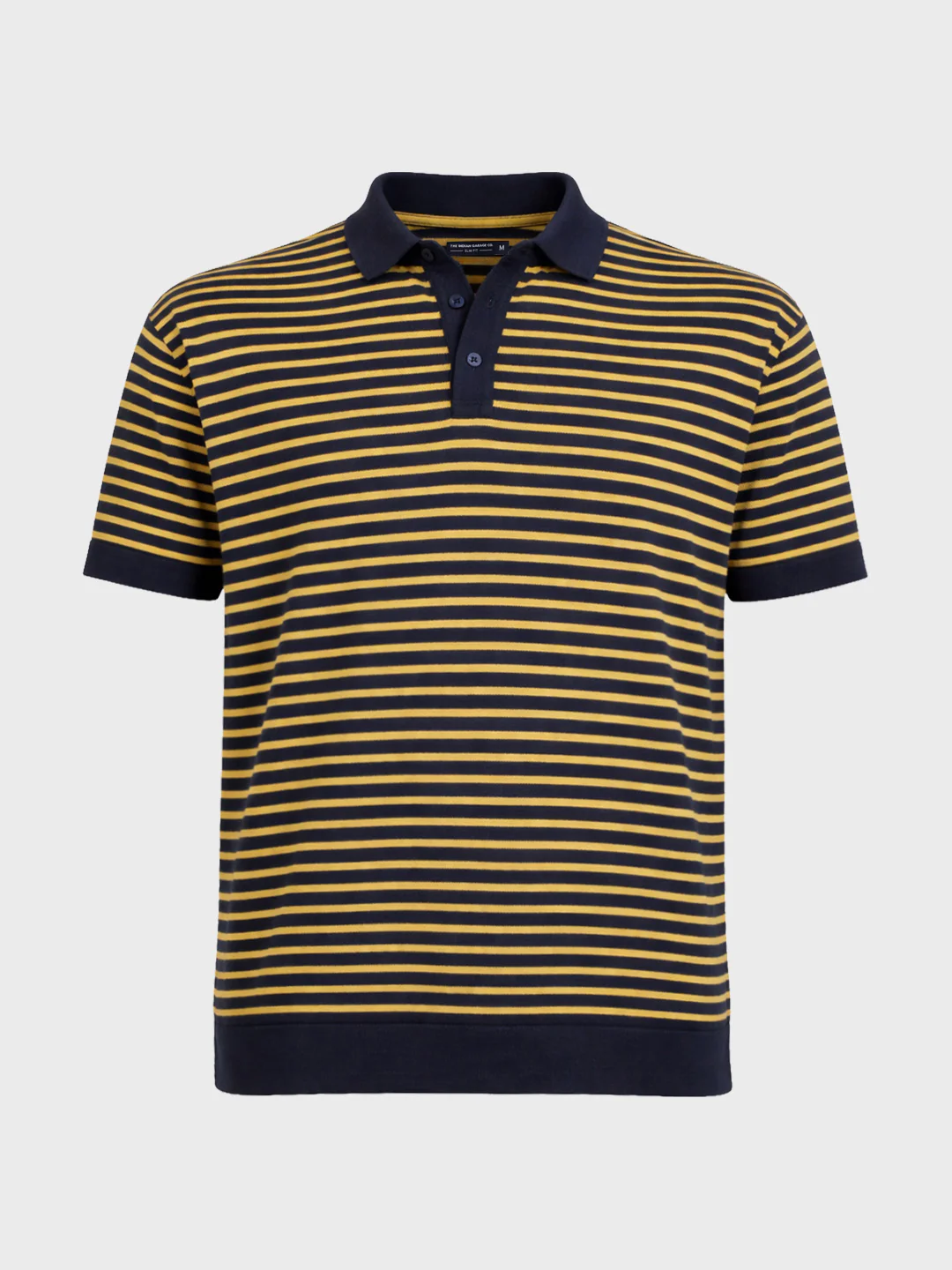 Men's Blue Oversized Fit Striped Flat Knit T-Shirt - Image 4