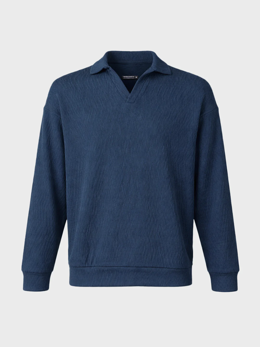 Men's Blue Oversized Fit Textured Casual T-Shirts - Image 5