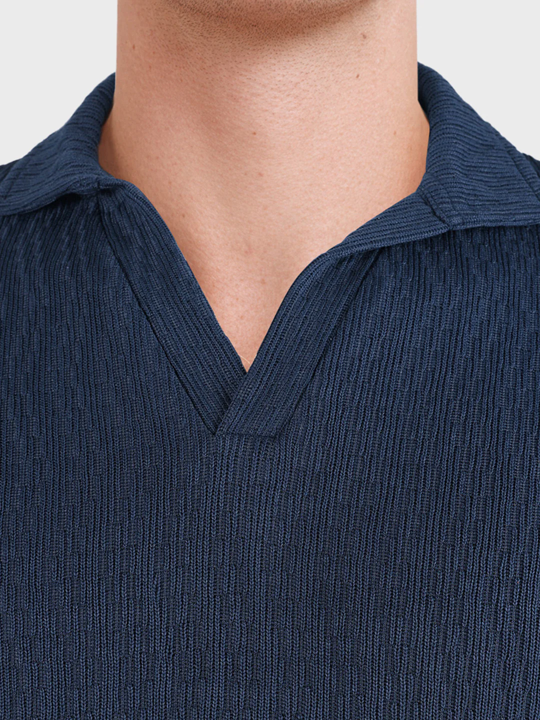 Men's Blue Oversized Fit Textured Casual T-Shirts - Image 7