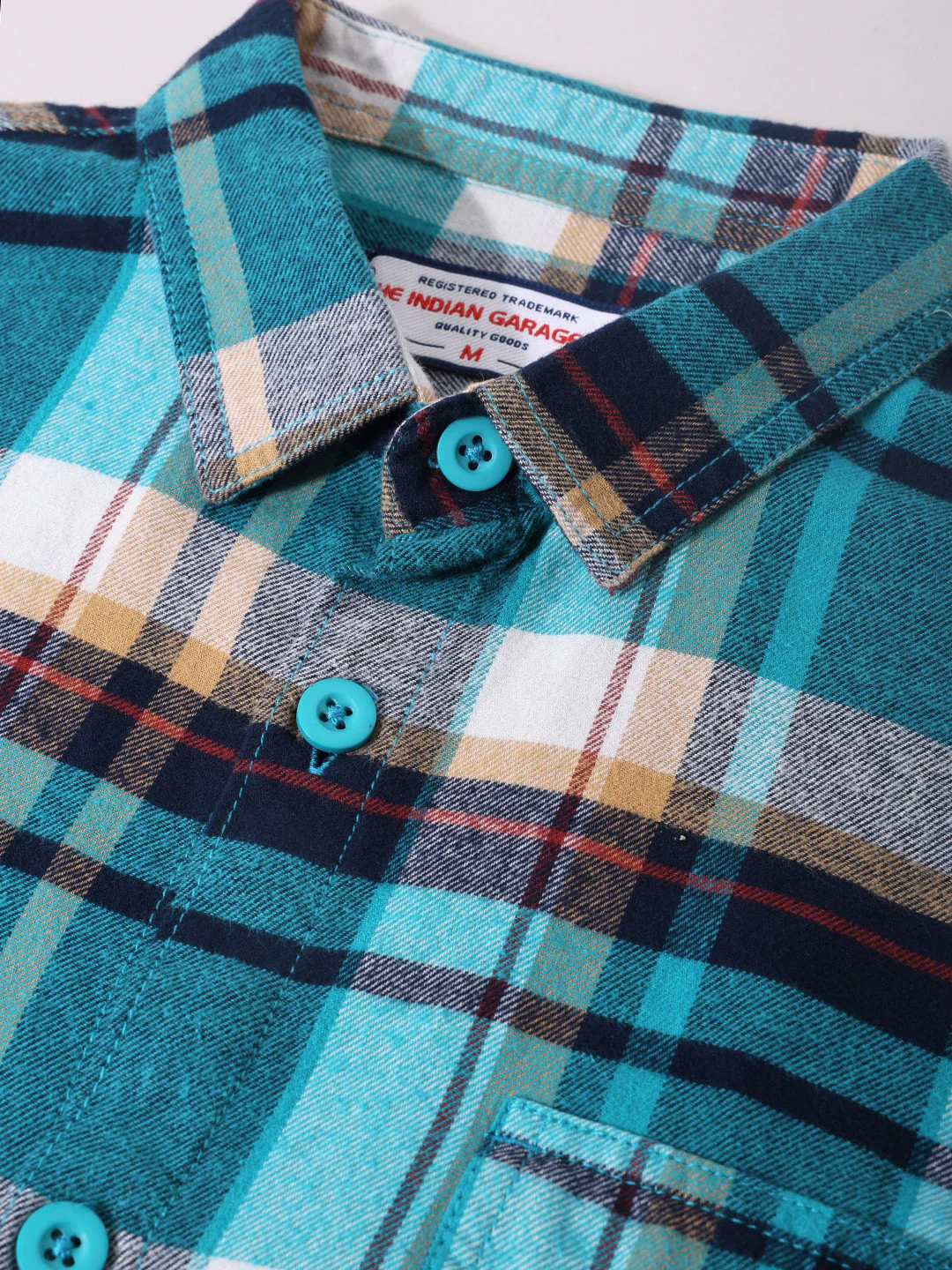 Men's Blue Regular Fit Casual Checkered Shirt - Image 3