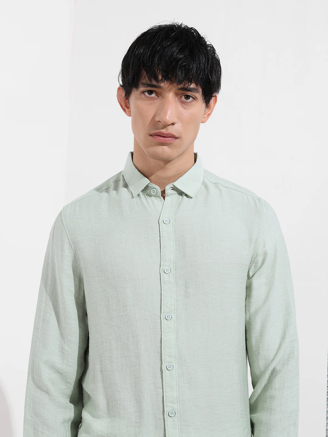 Men's Blue Regular Fit Casual Solid Shirt - Image 6