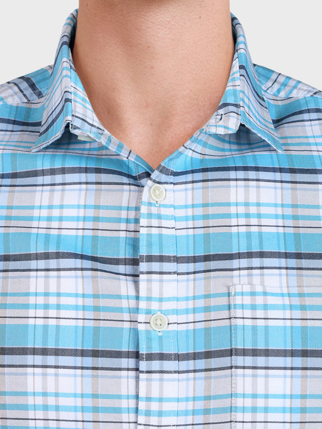 Men's Blue Regular Fit Checked Casual Shirt - Image 3