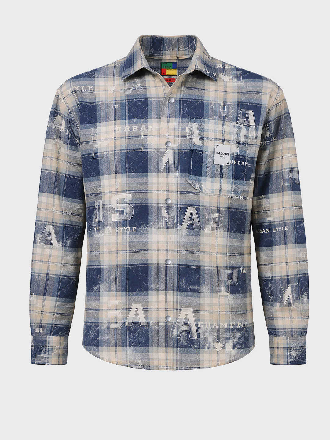 Men's Blue Regular Fit Checked Casual Shirt - Image 3