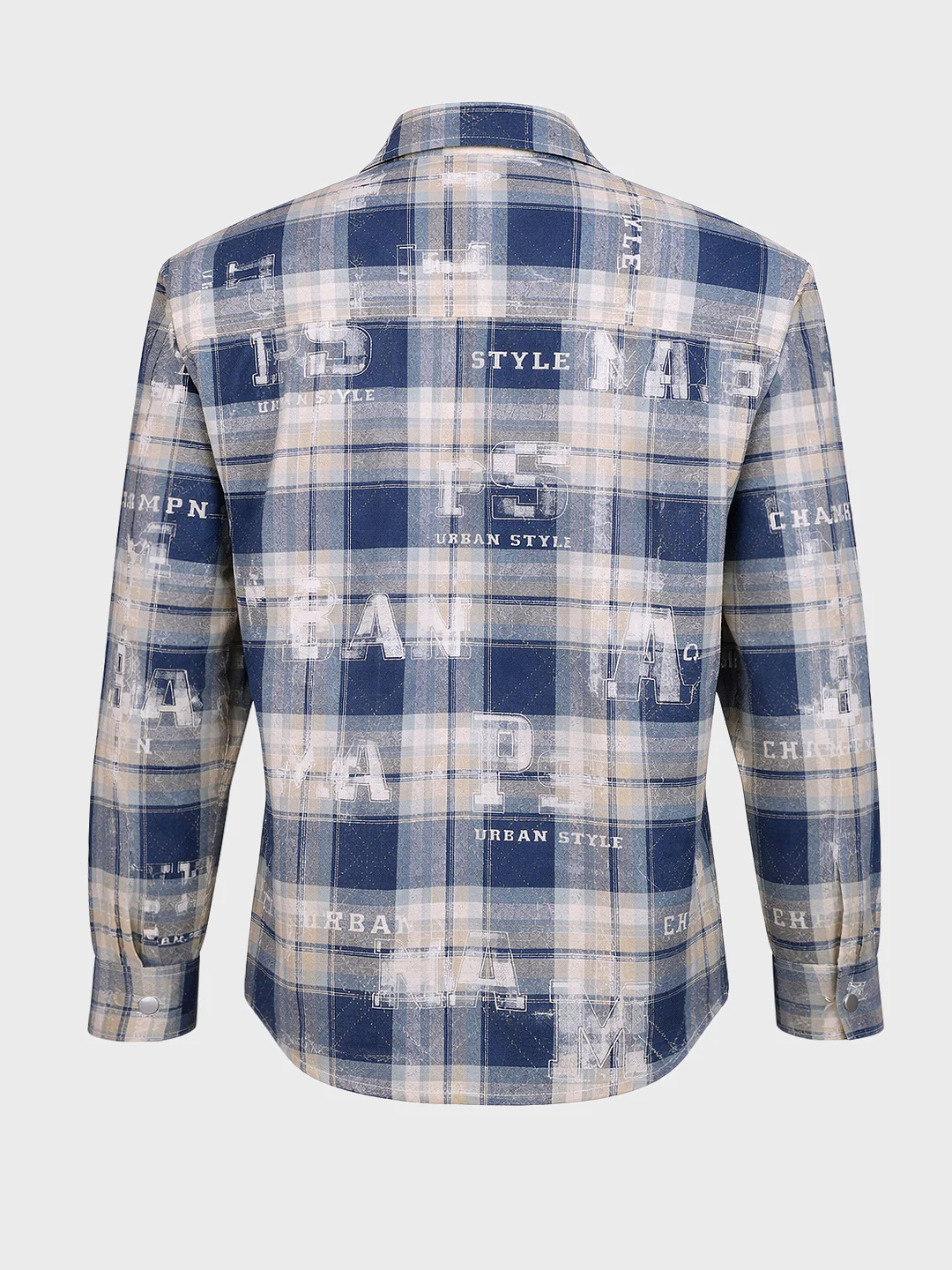 Men's Blue Regular Fit Checked Casual Shirt - Image 4
