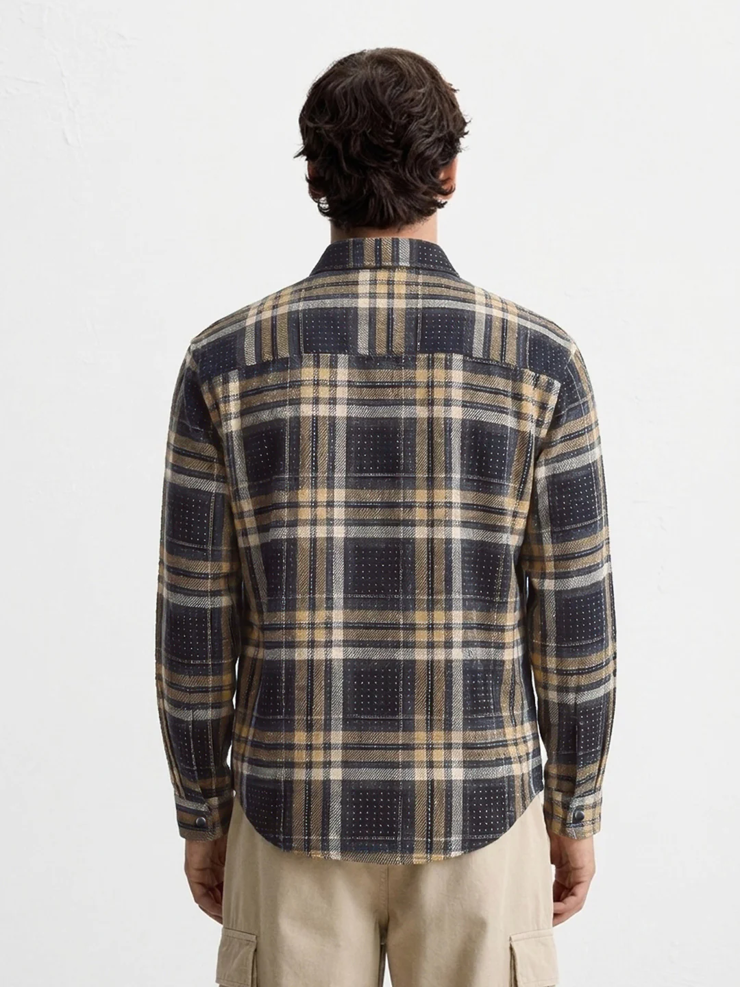 Men's Blue Regular Fit Checked Casual Shirt - Image 2
