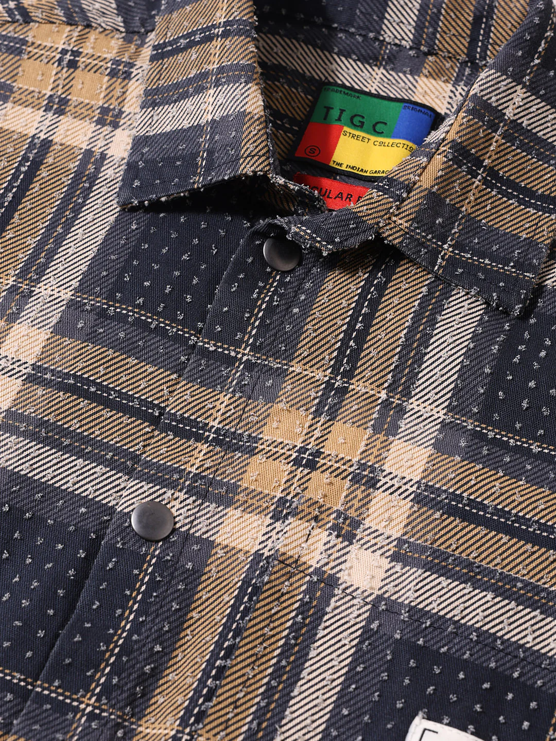 Men's Blue Regular Fit Checked Casual Shirt - Image 3