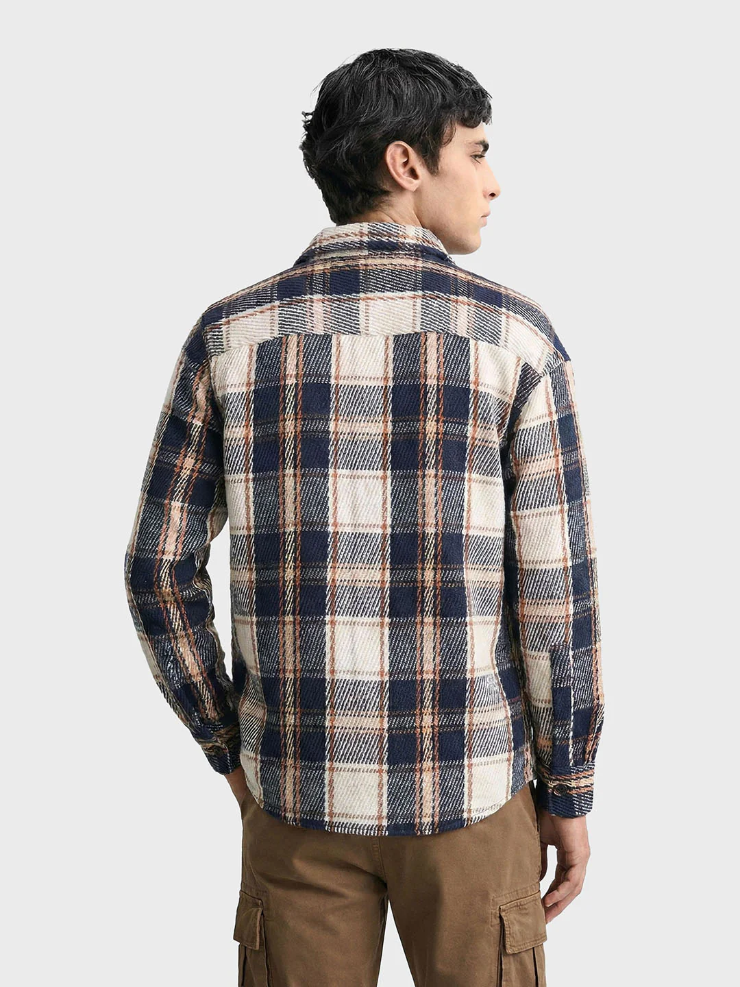 Men's Blue Regular Fit Checked Casual Shirt - Image 2