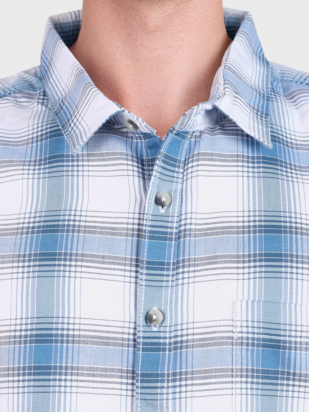 Men's Blue Regular Fit Checked Casual Shirt - Image 6