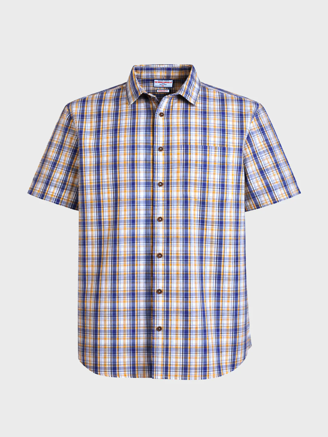 Men's Blue Regular Fit Checkered Casual Shirt - Image 4