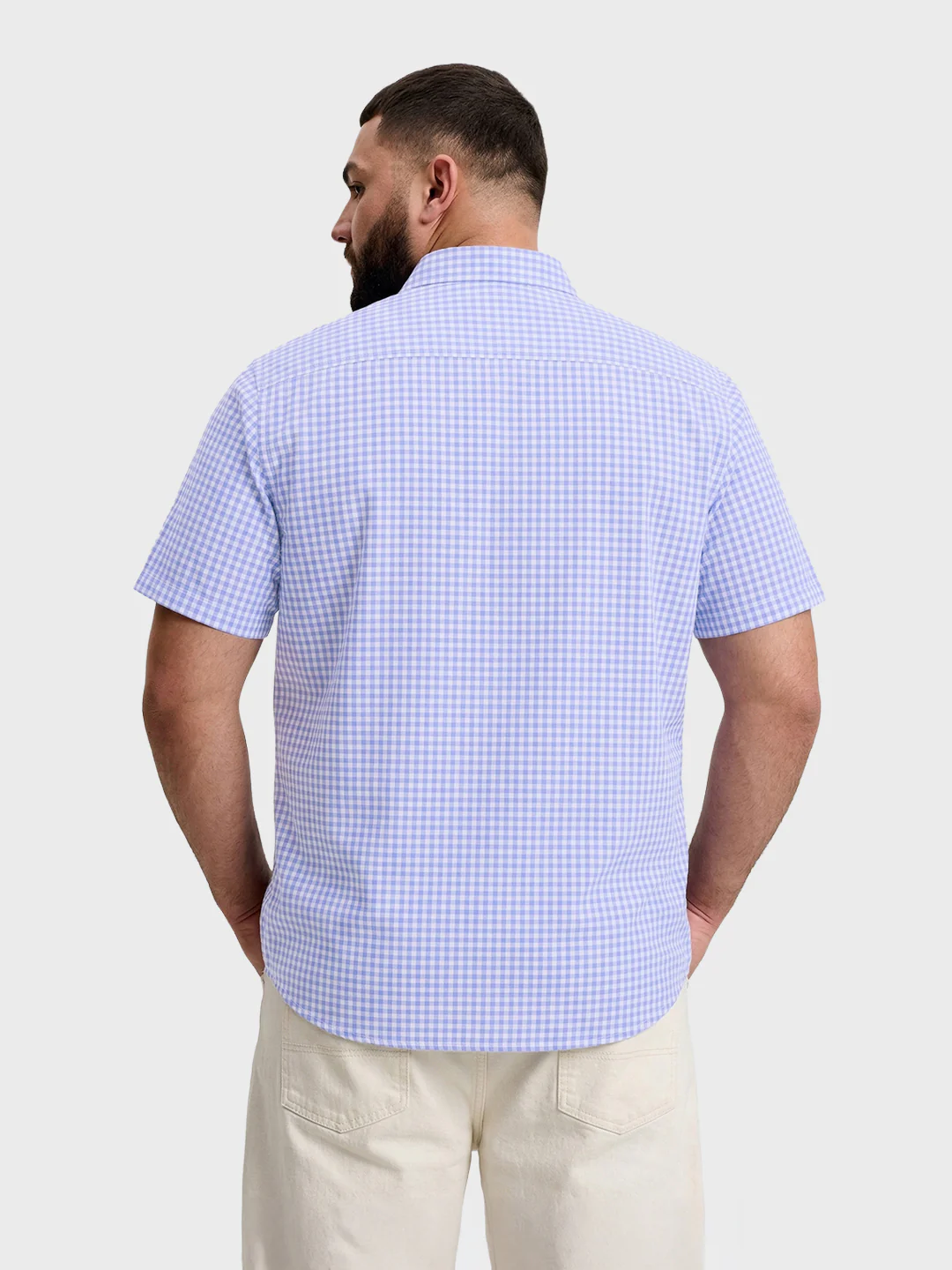 Men's Blue Regular Fit Checkered Casual Shirt - Image 3