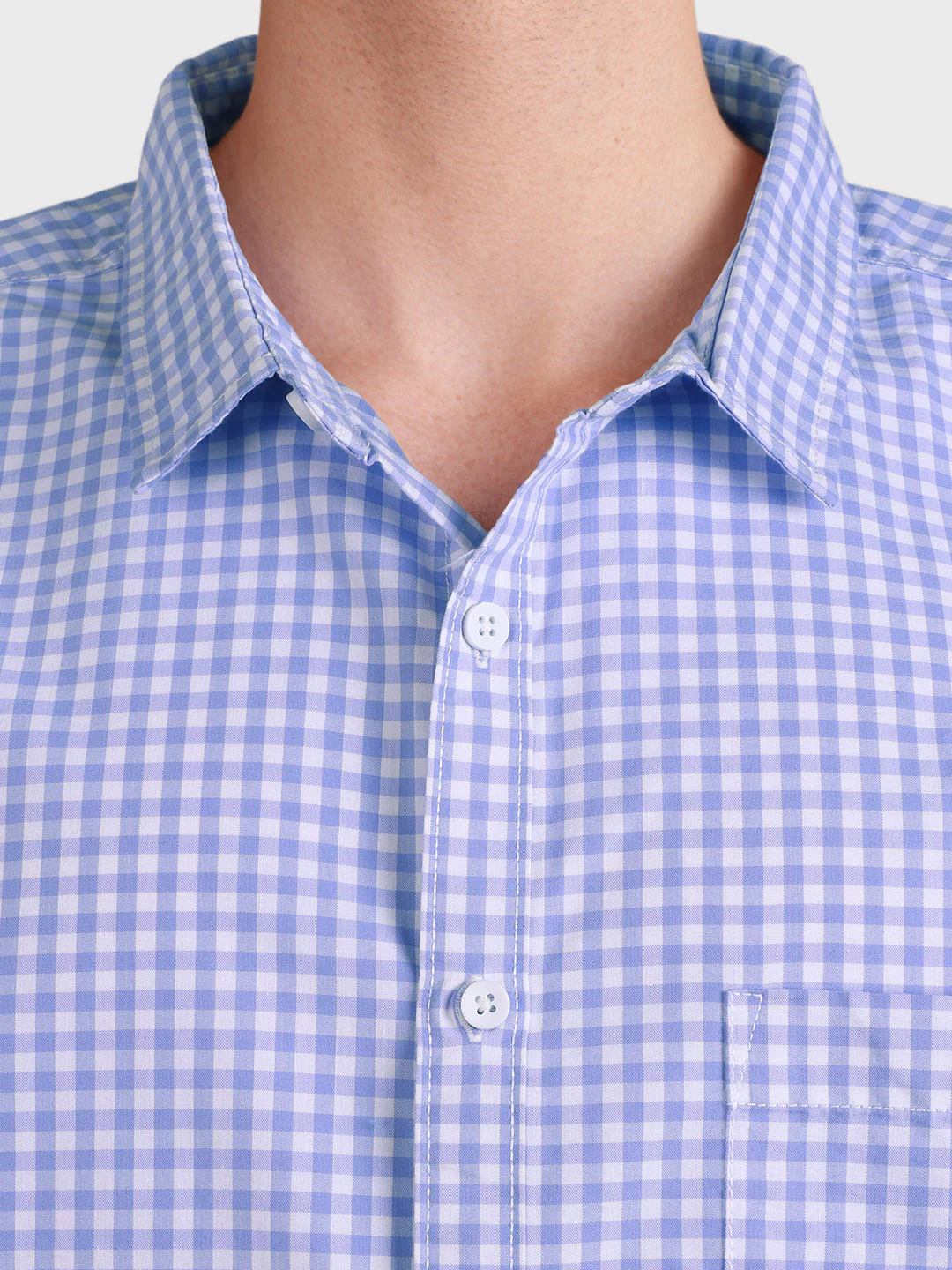 Men's Blue Regular Fit Checkered Casual Shirt - Image 6
