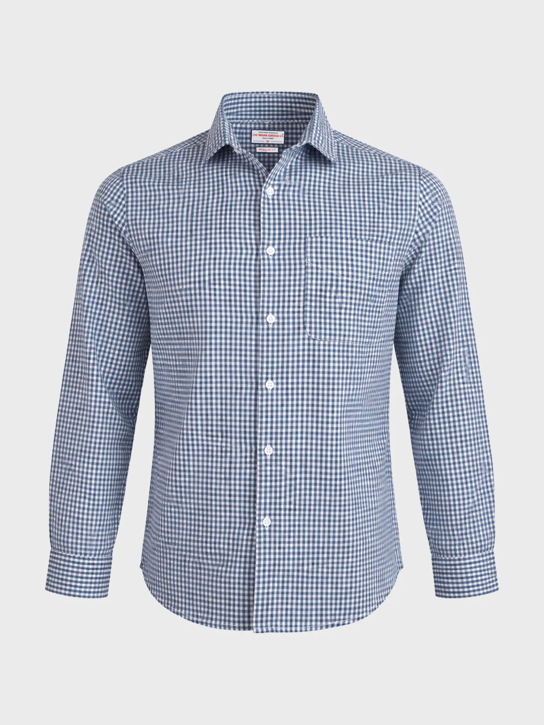 Men's Blue Regular Fit Checkered Casual Shirt - Image 6