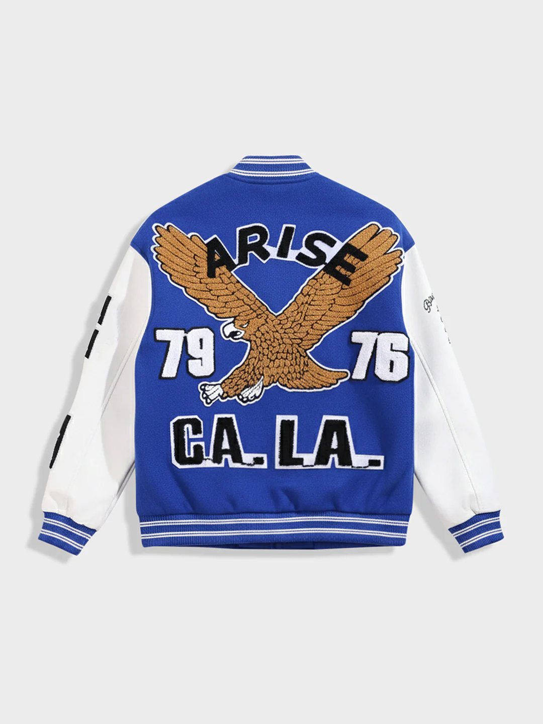Men's Blue Regular Fit Embroided Casual Bomber Jacket - Image 4