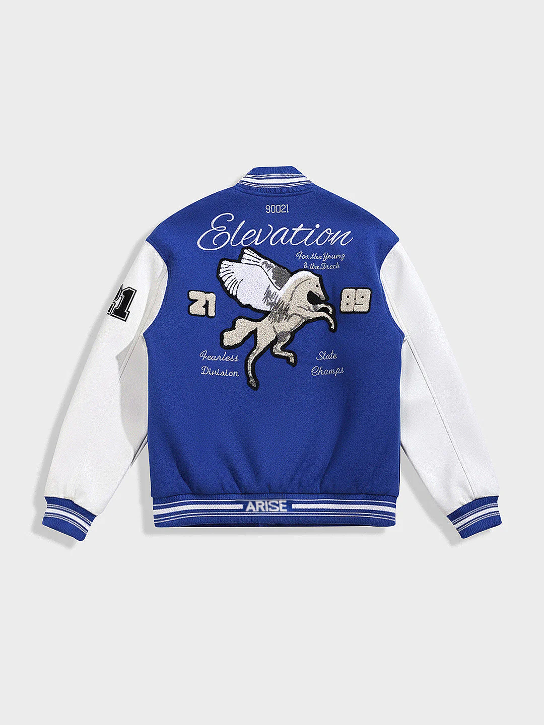 Men's Blue Regular Fit Embroided Casual Bomber Jacket - Image 4