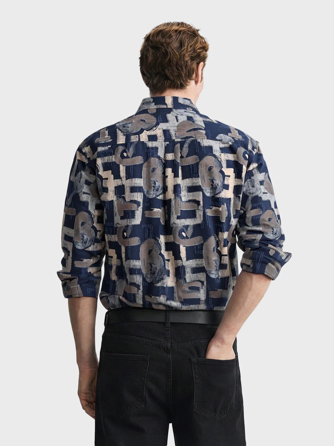 Men's Blue Regular Fit Printed Casual Shirt - Image 2
