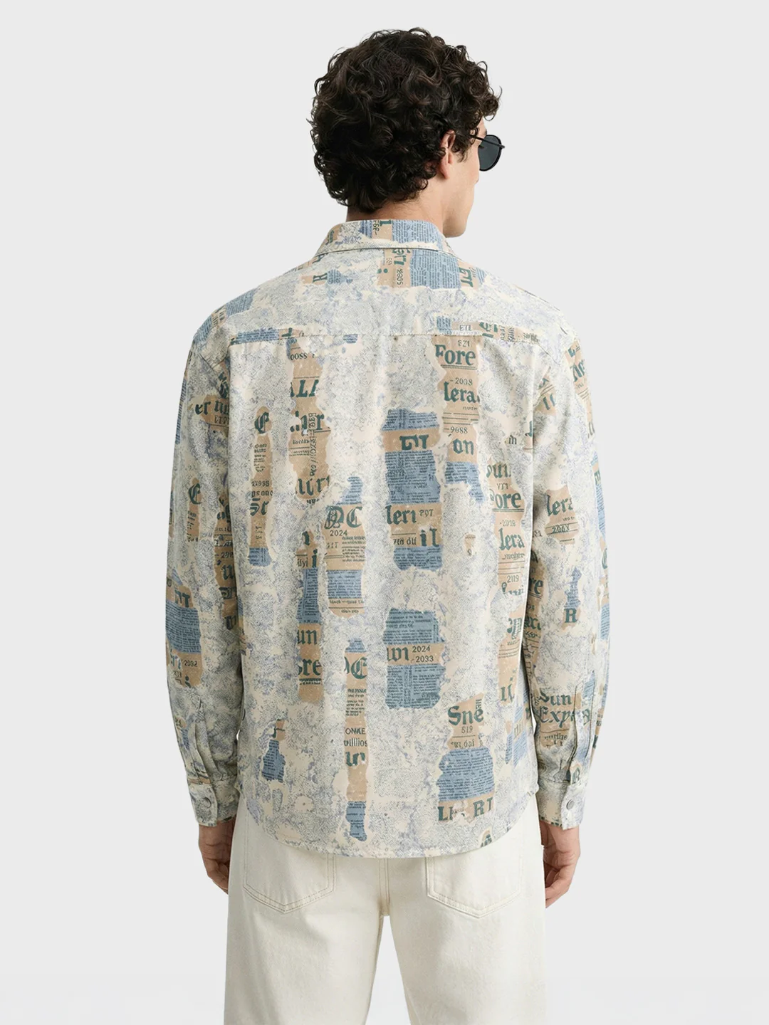 Men's Blue Regular Fit Printed Casual Shirt - Image 4