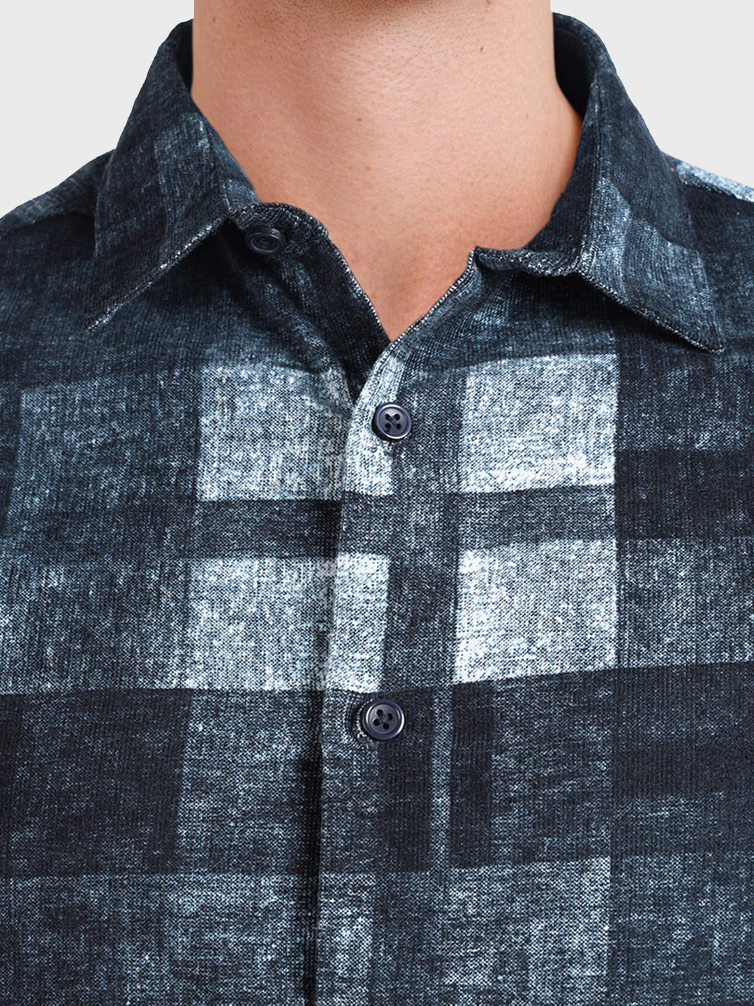 Men's Blue Regular Fit Checkered Casual Shirt - Image 3