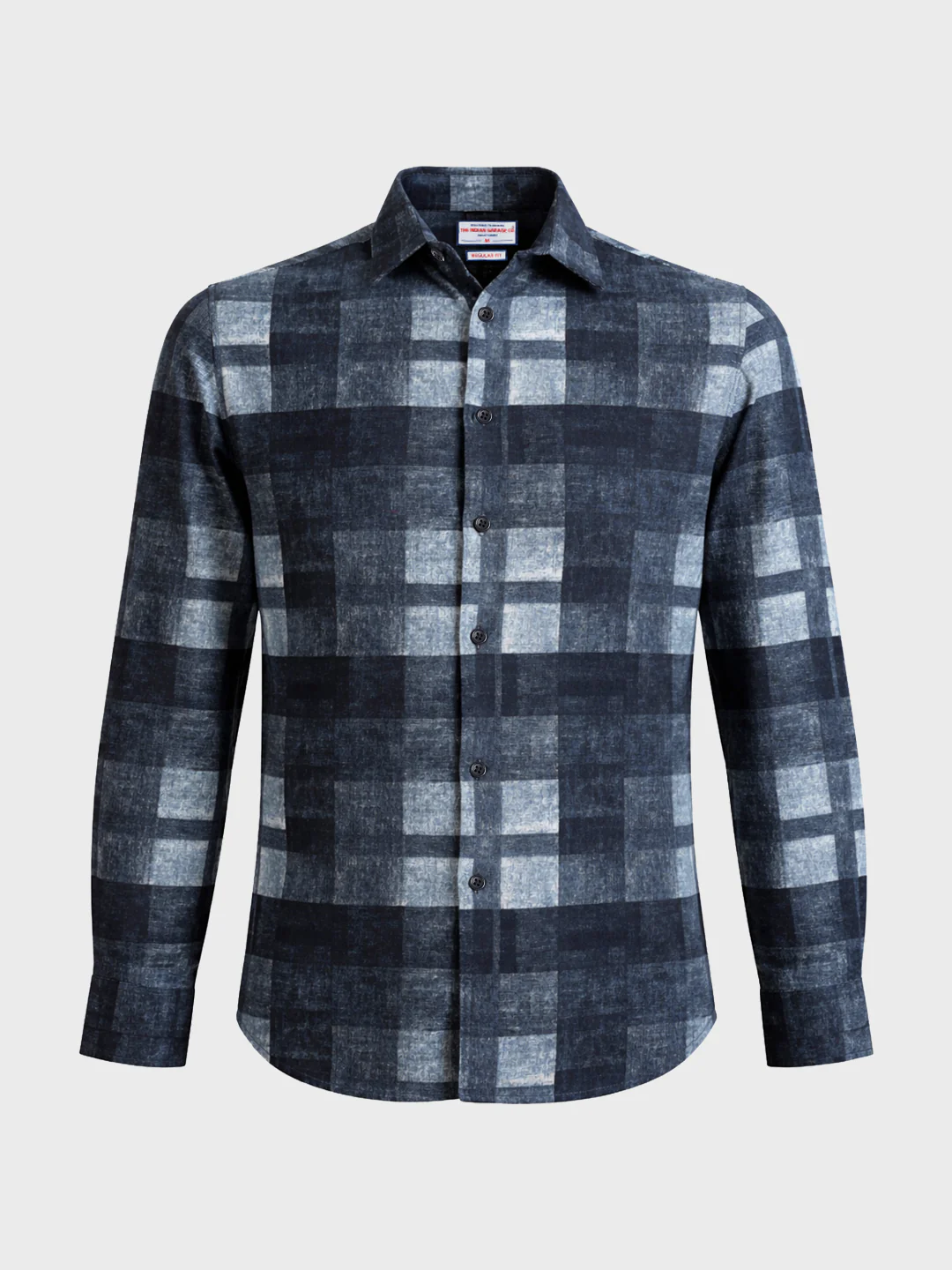 Men's Blue Regular Fit Checkered Casual Shirt - Image 6