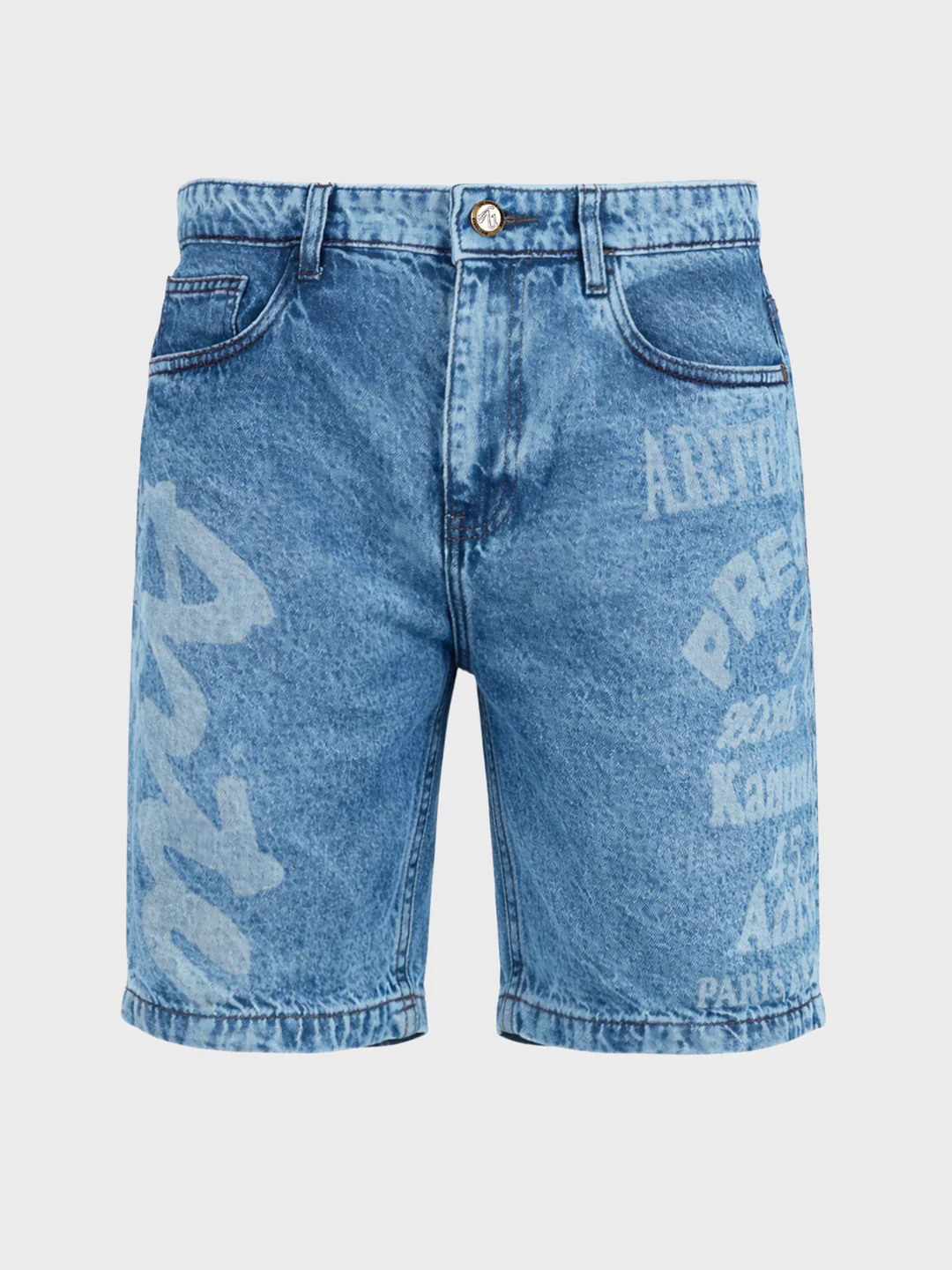 Men's Blue Regular Fit Printed Retro Wear Shorts - Image 6