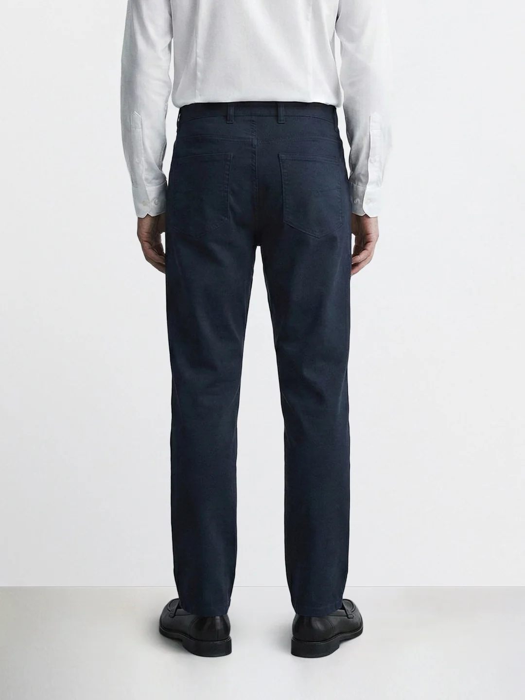 Men's Blue Regular Fit Solid Casual Chinos - Image 2