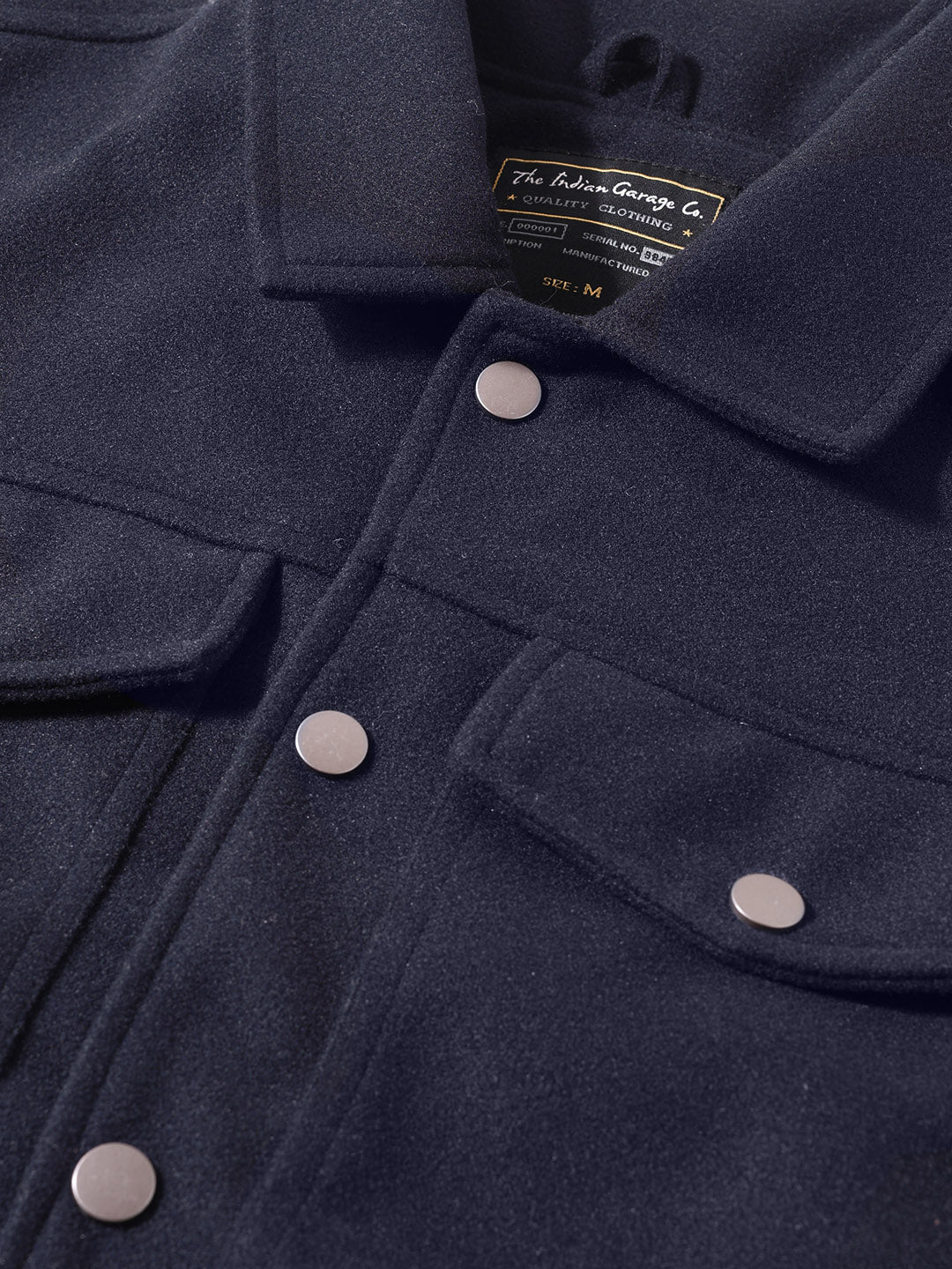 Men's Blue Regular Fit Solid Casual Jacket - Image 5