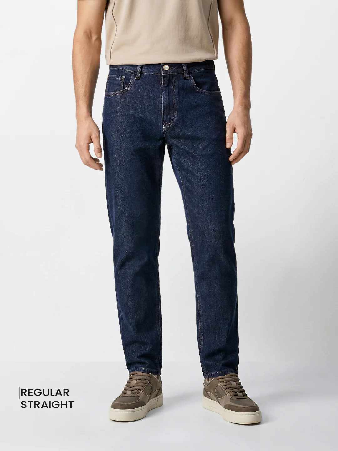 Men's Blue Regular Fit Solid Casual Jeans - Image 2