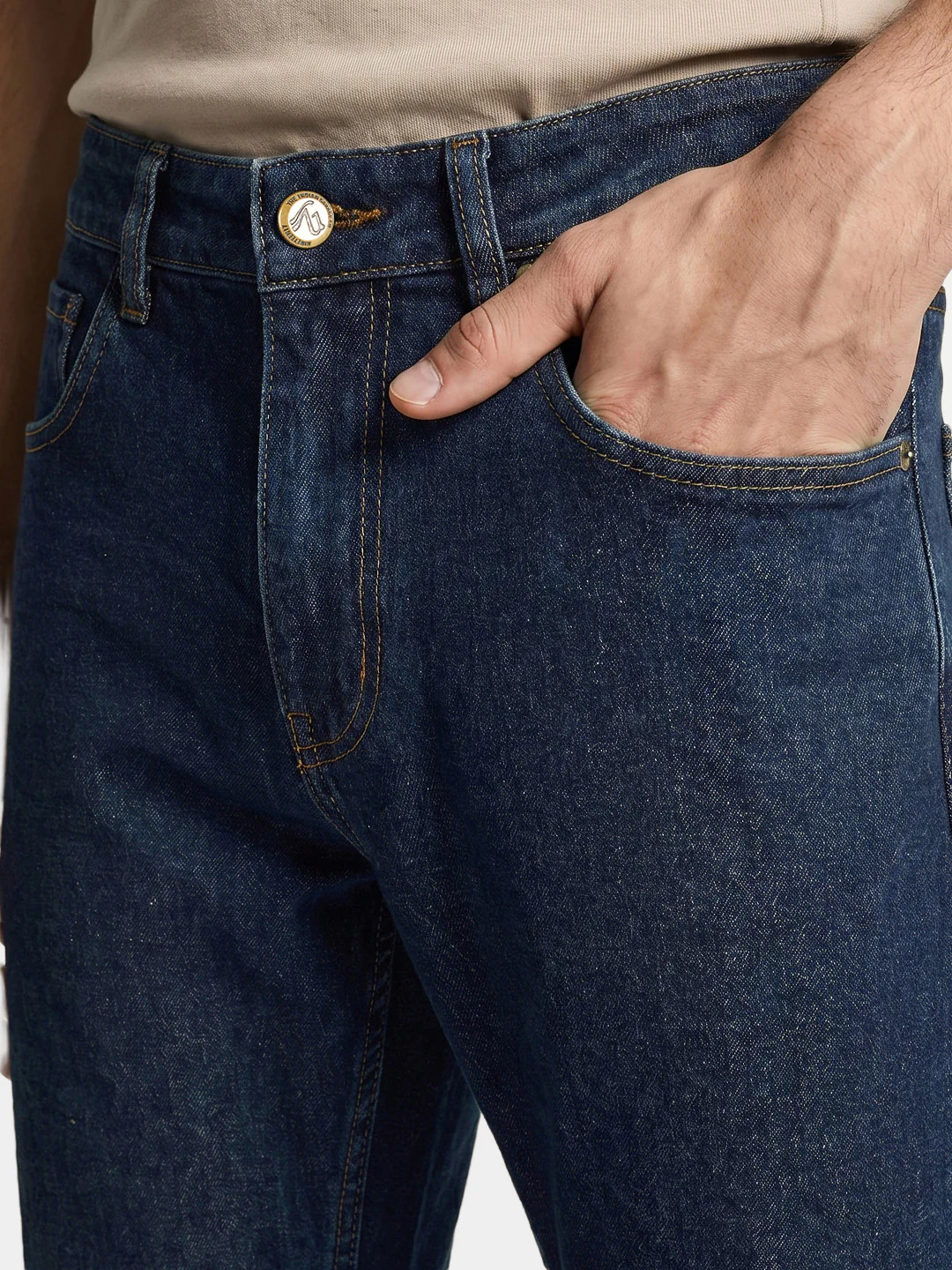 Men's Blue Regular Fit Solid Casual Jeans - Image 8
