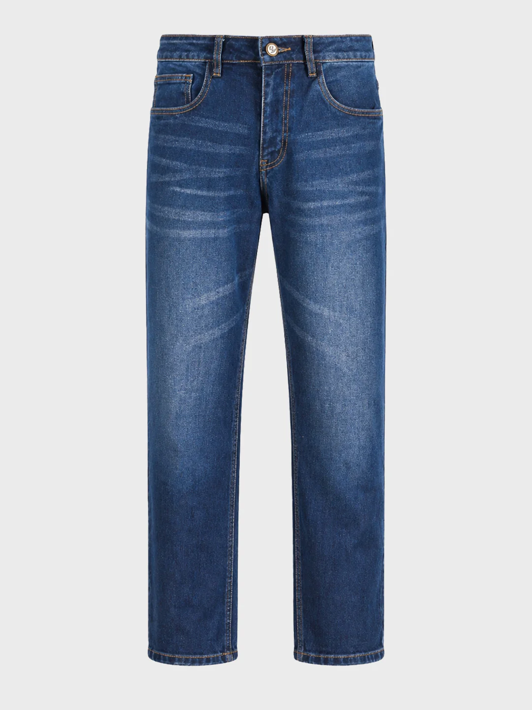 Men's Blue Regular Fit Solid Casual Jeans - Image 7