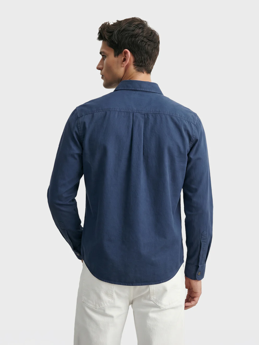 Men's Blue Regular Fit Solid Casual Shirt - Image 4