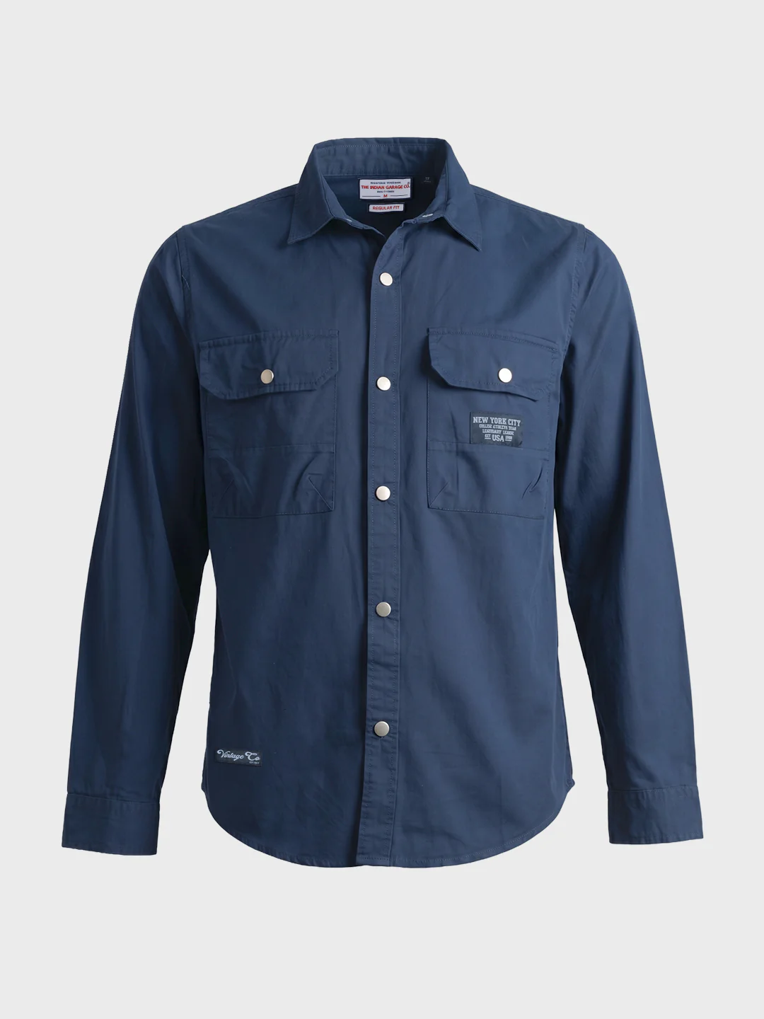 Men's Blue Regular Fit Solid Casual Shirt - Image 5