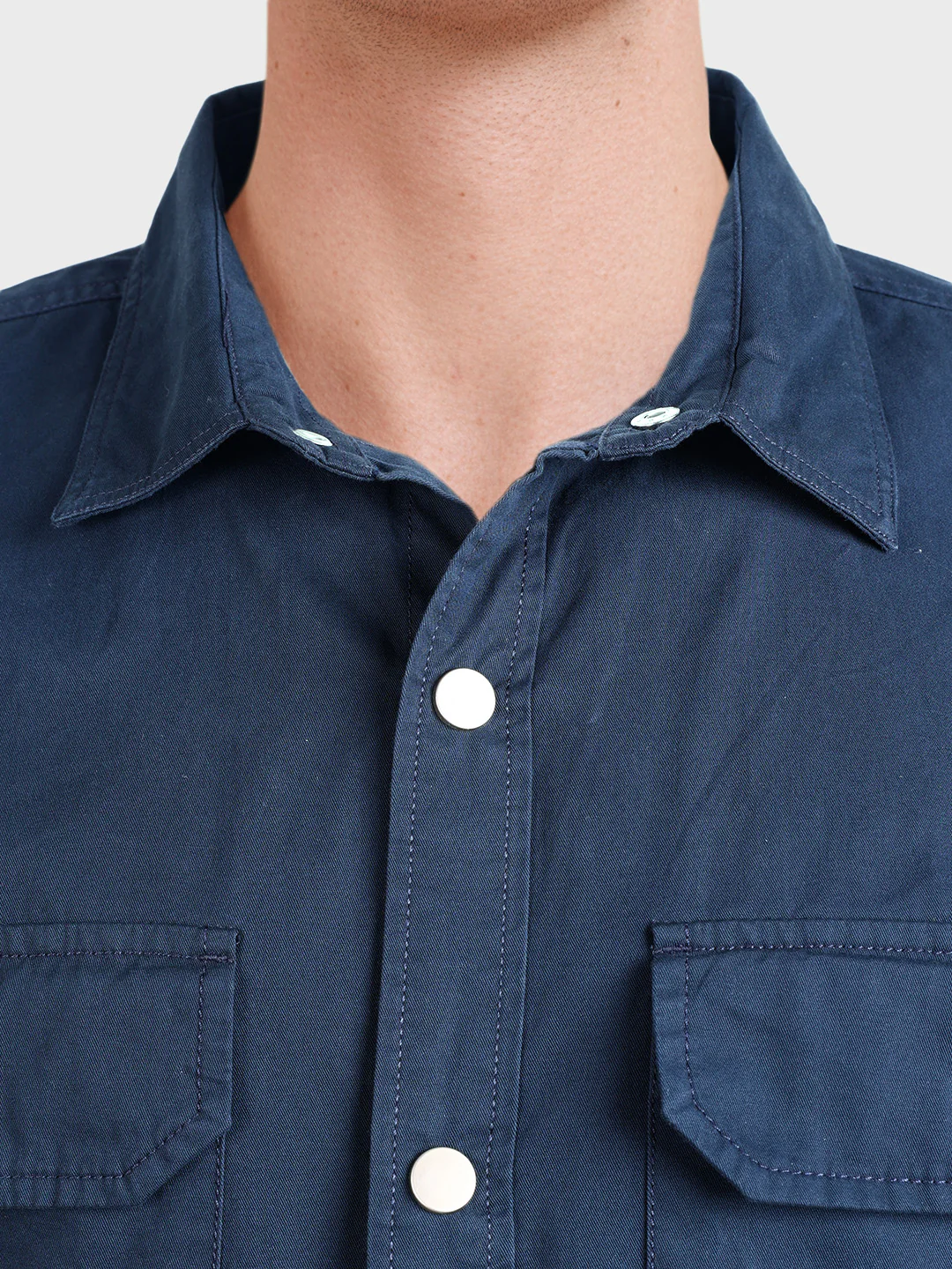 Men's Blue Regular Fit Solid Casual Shirt - Image 7